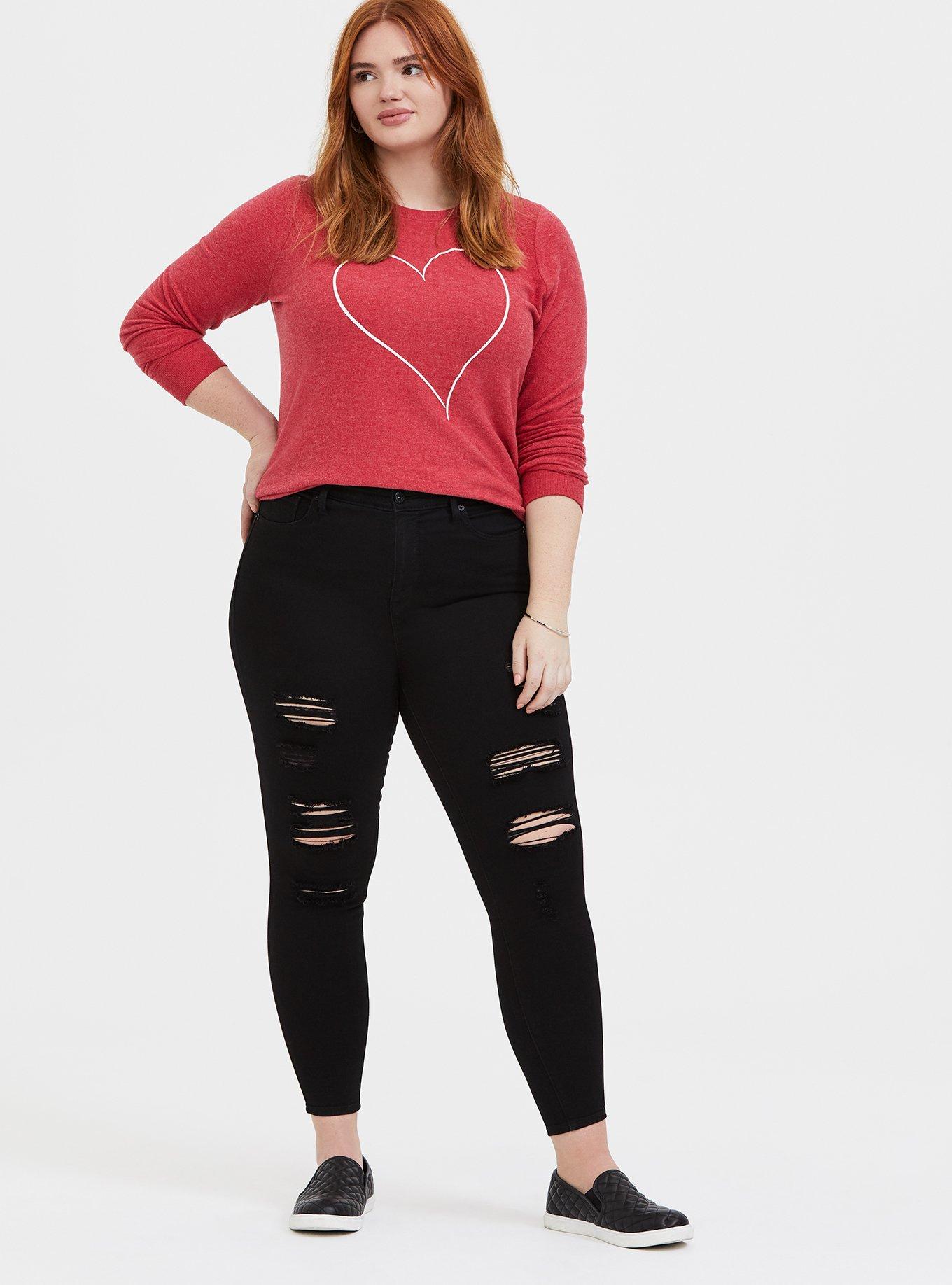 Red Heart Brushed Pullover Sweatshirt, JESTER RED, alternate