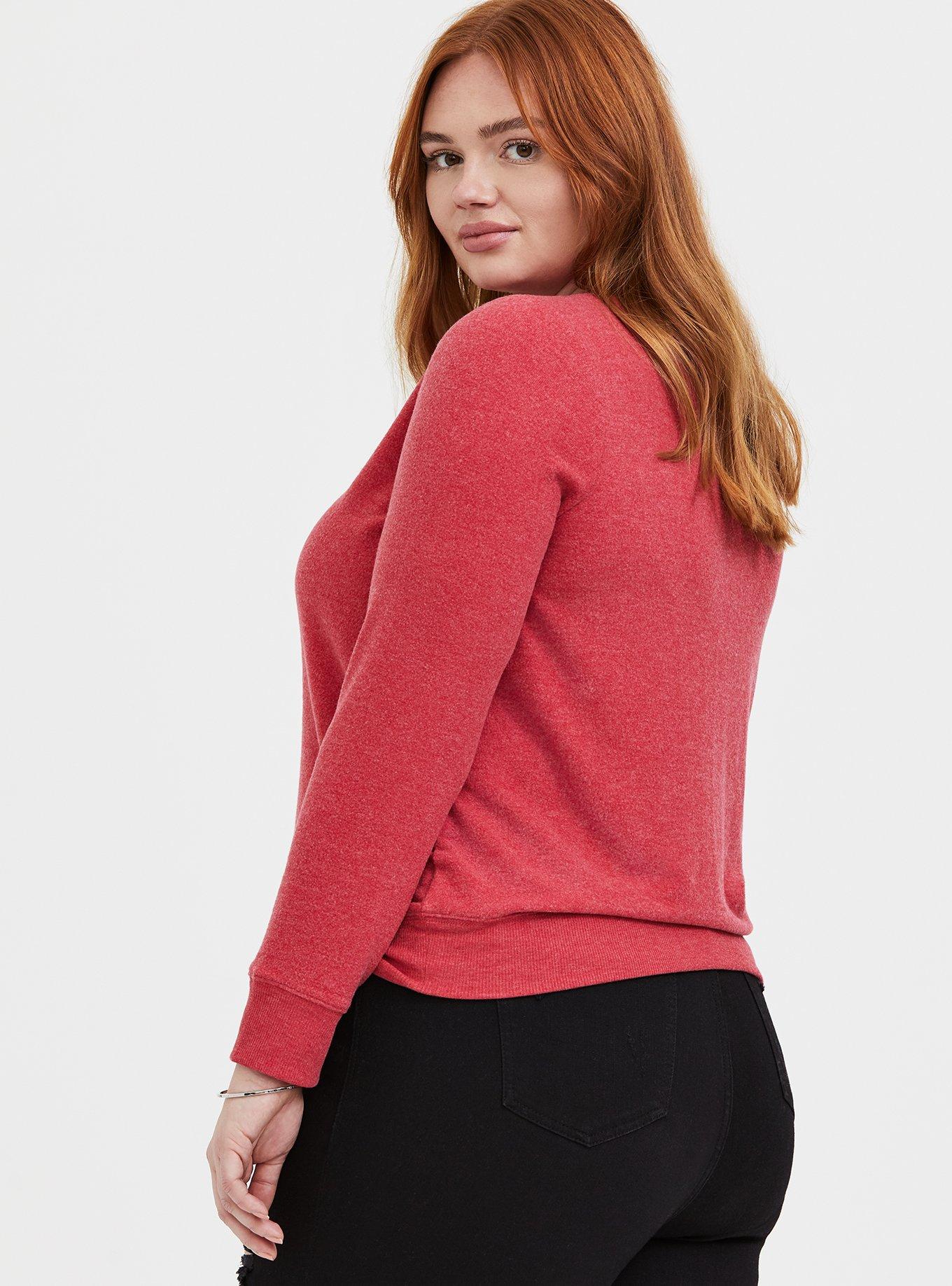Red Heart Brushed Pullover Sweatshirt, JESTER RED, alternate