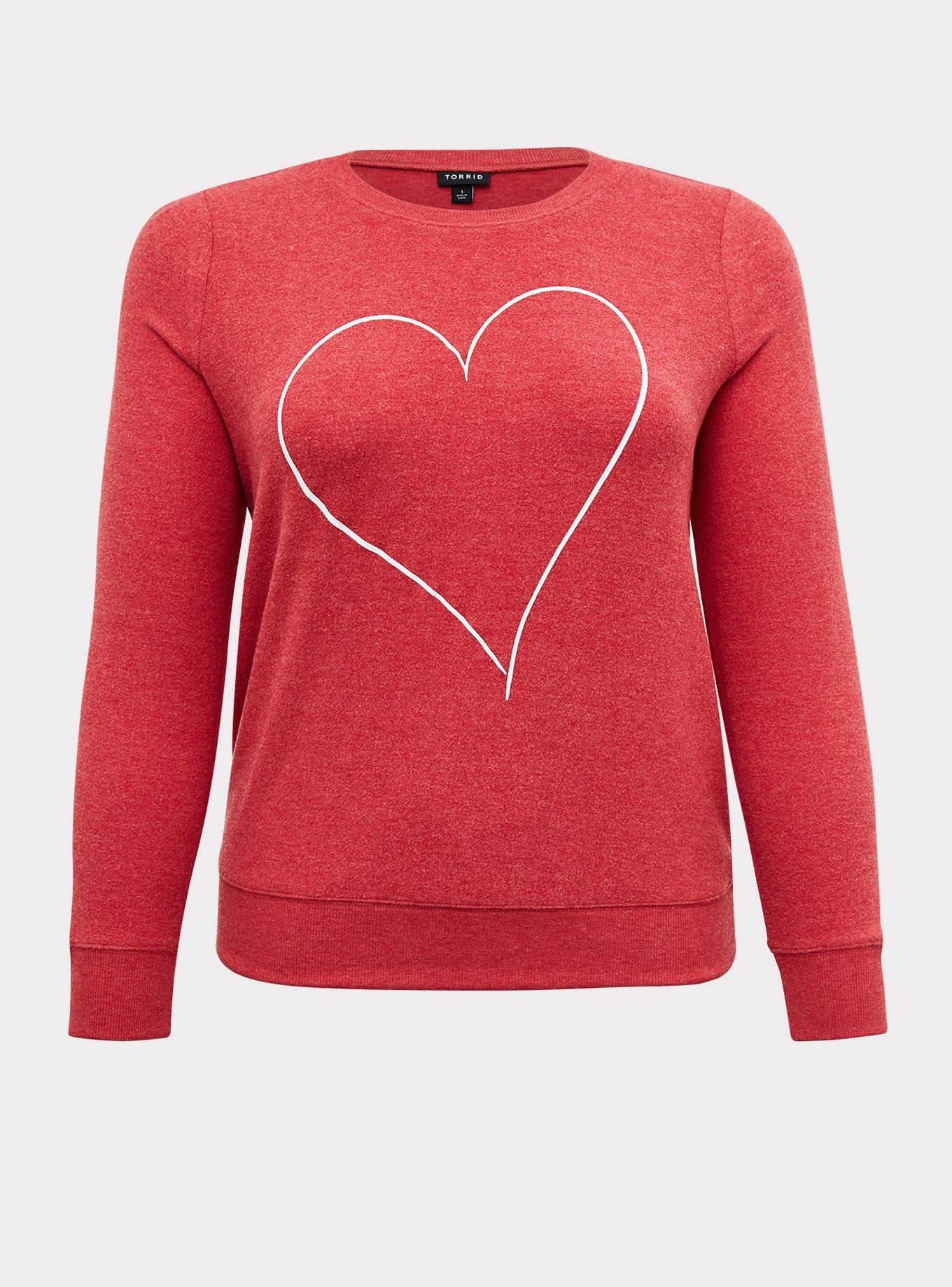 Red Heart Brushed Pullover Sweatshirt, JESTER RED, hi-res