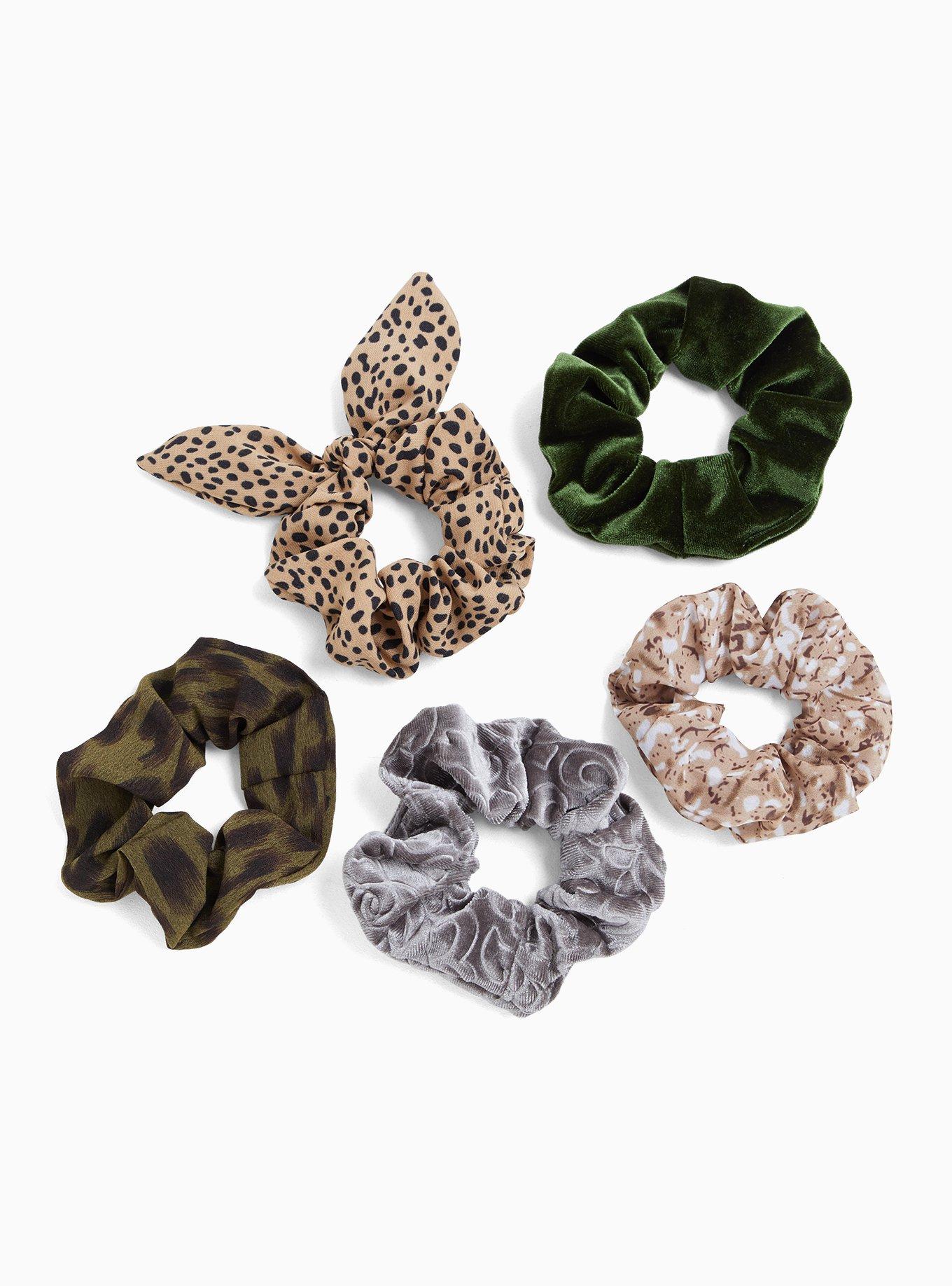 Plus Size Olive Green & Leopard Hair Tie Pack Pack of 5 Torrid