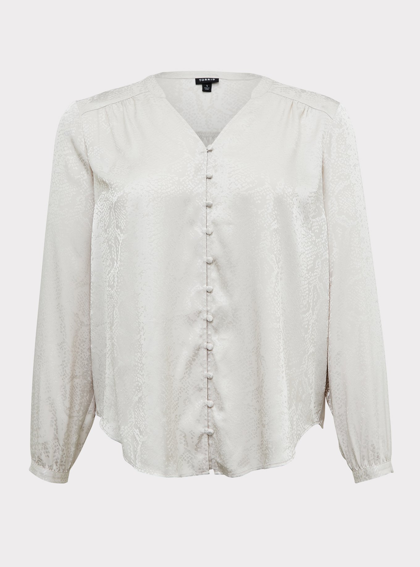 Plus Size - Ivory Jacquard Button Front Blouse - Torrid