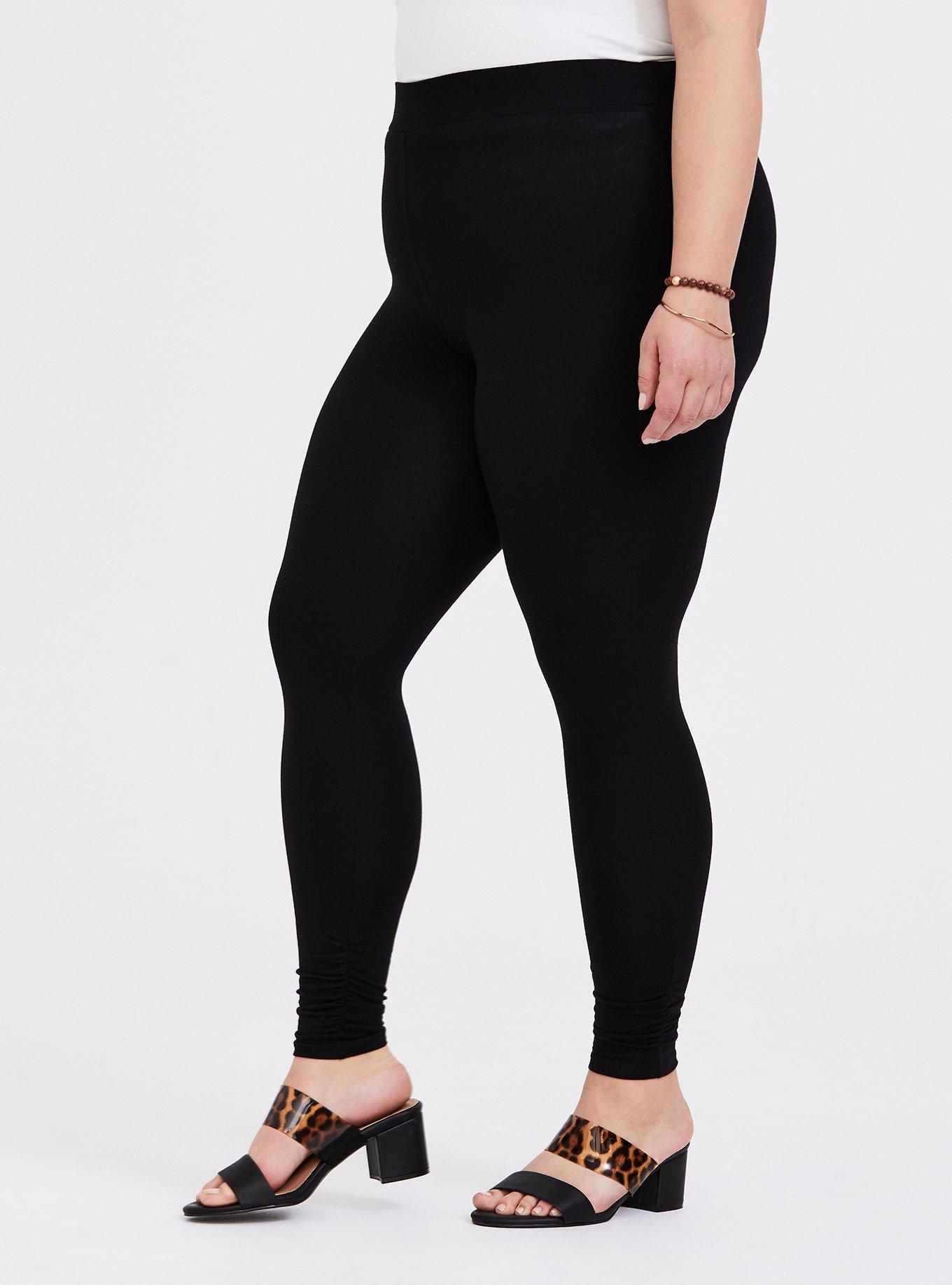 Plus Size Premium Legging - Ruched Hem Black, BLACK, alternate