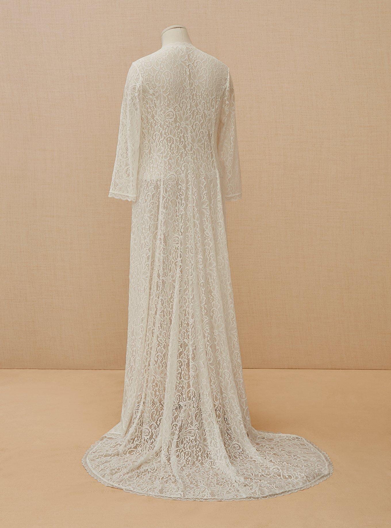 Ivory Lace Scalloped Duster, , hi-res