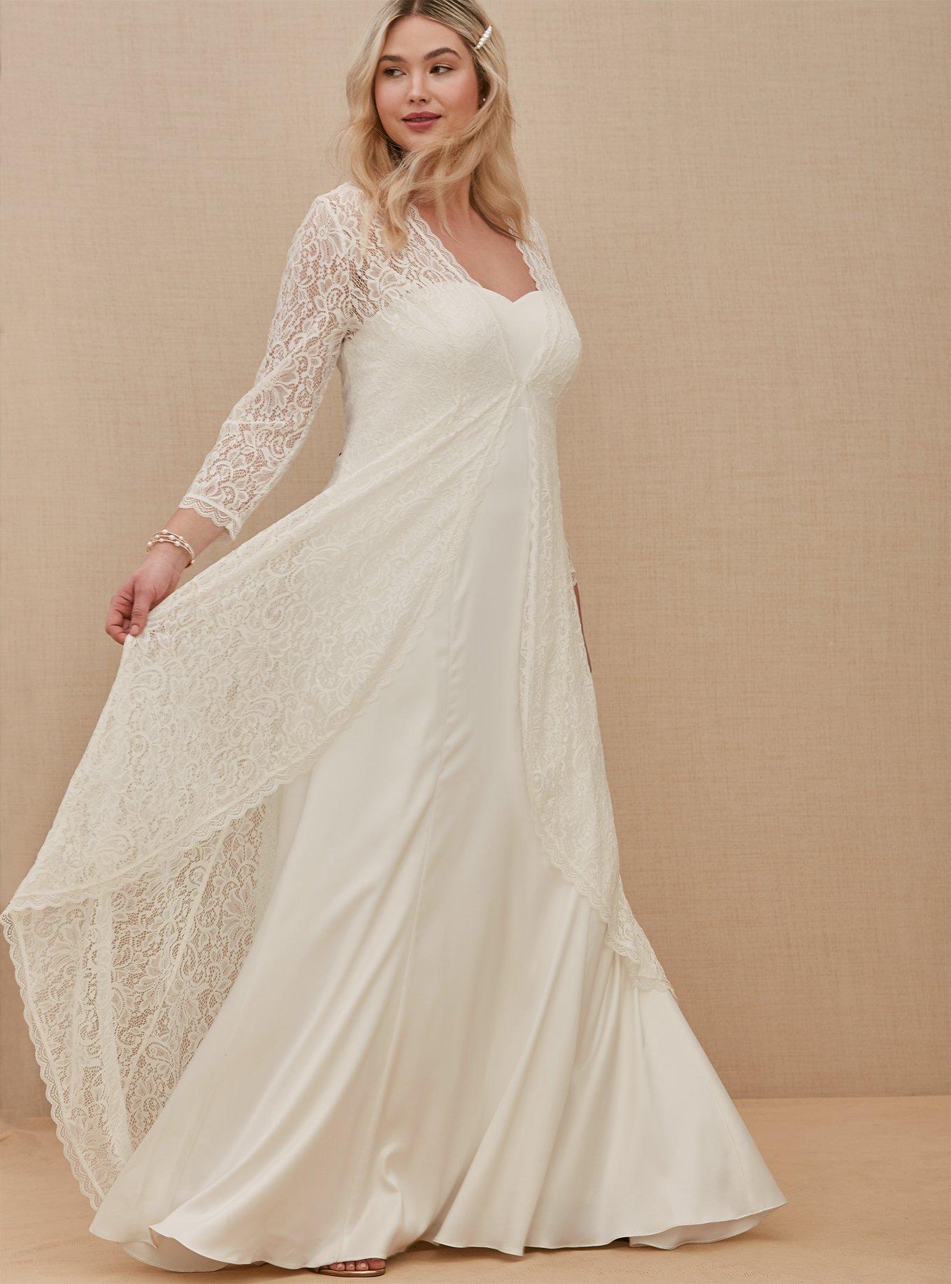 Ivory Lace Scalloped Duster, , hi-res
