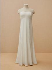 Plus Size Ivory Satin Strapless Sweetheart Fit & Flare Wedding Dress, CLOUD DANCER, hi-res
