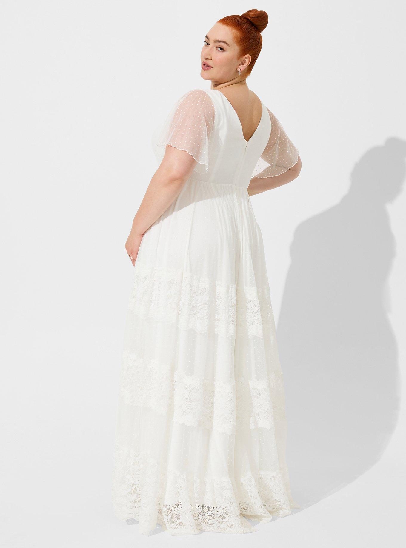 Plus Size - Ivory Lace A-line Boho Wedding Dress - Torrid