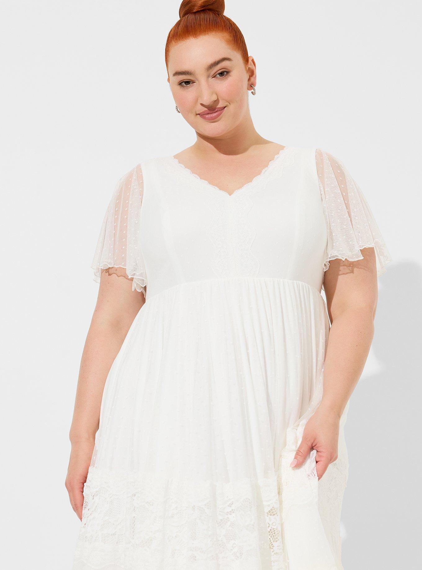 Plus Size - Ivory Lace A-line Boho Wedding Dress - Torrid