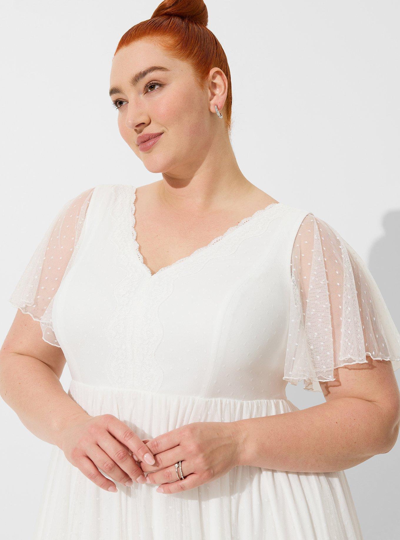 Plus Size - Ivory Lace A-line Boho Wedding Dress - Torrid