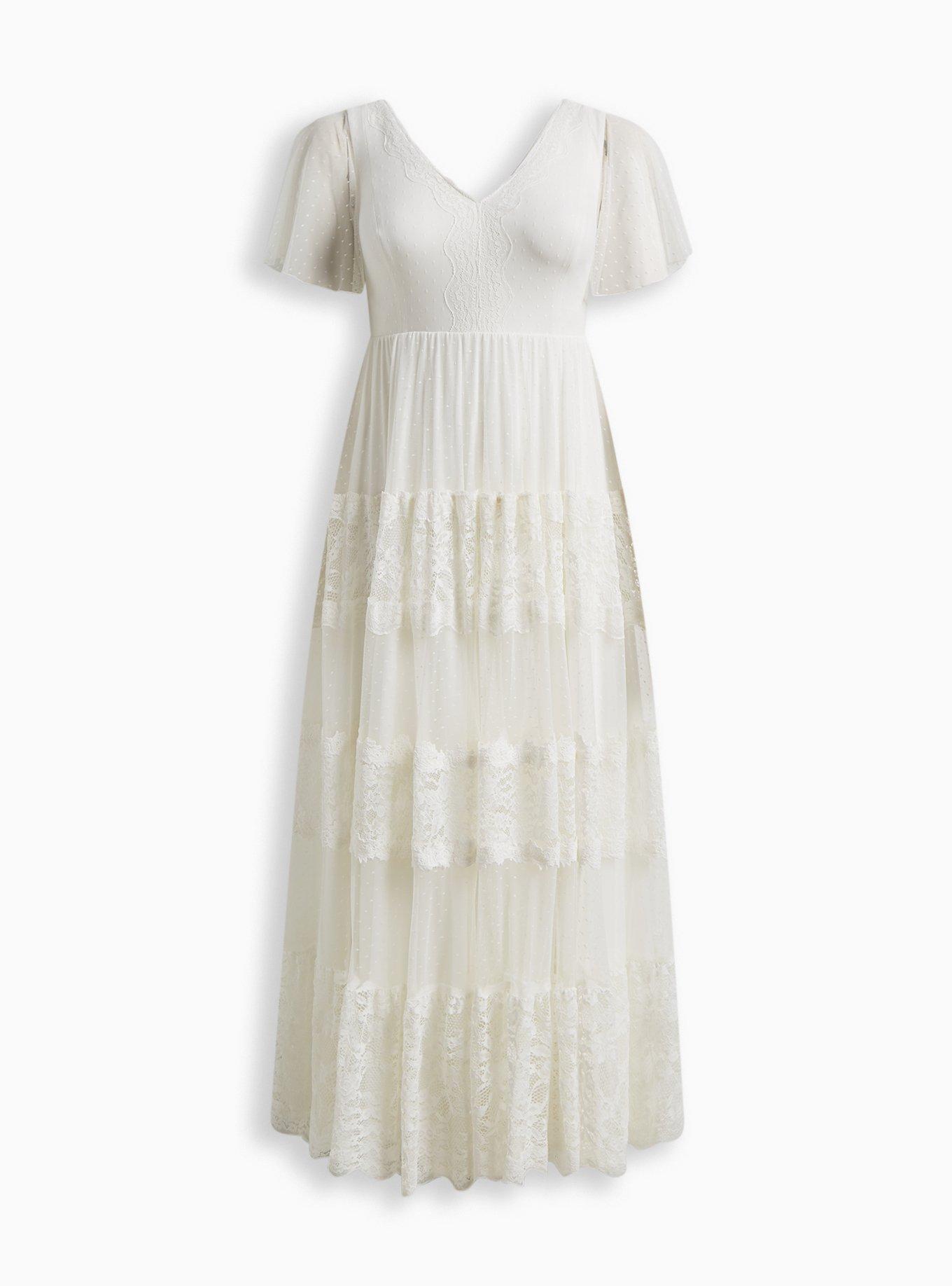 Ivory Lace A-line Boho Wedding Dress