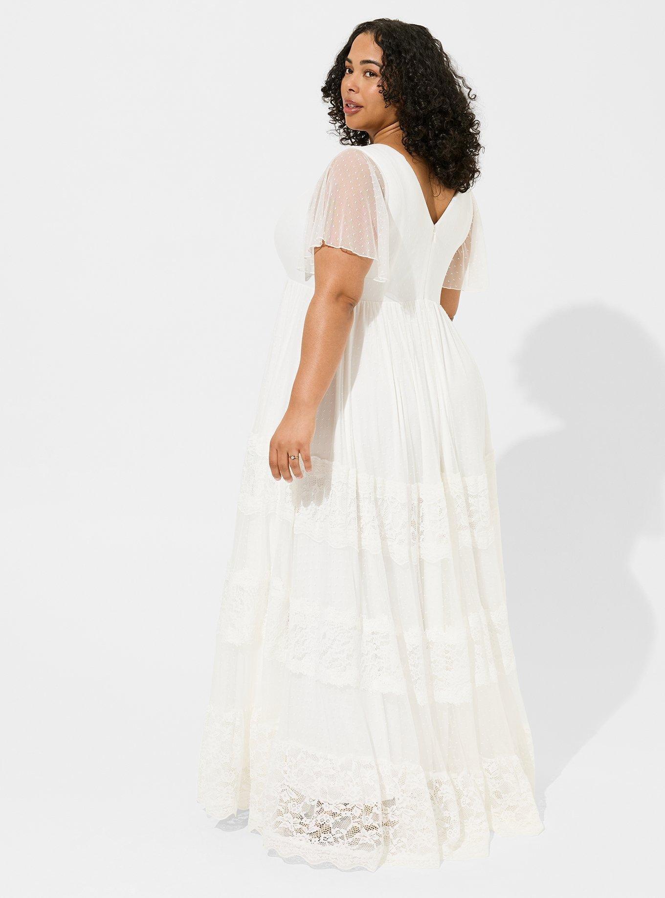 Ivory Lace A-line Boho Wedding Dress