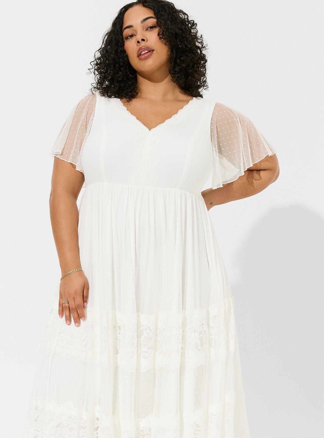 Ivory Lace A-line Boho Wedding Dress