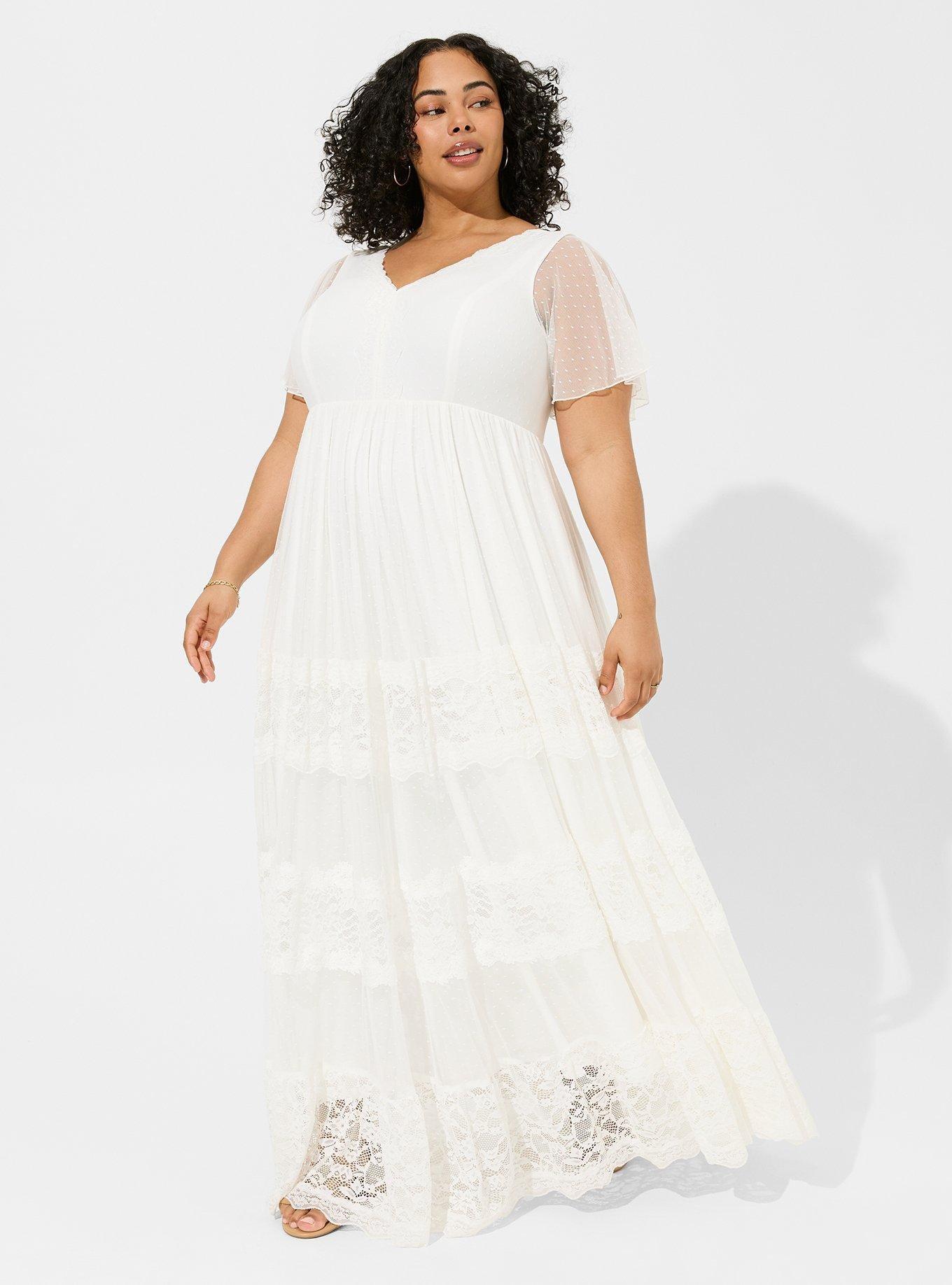 Ivory Lace A-line Boho Wedding Dress