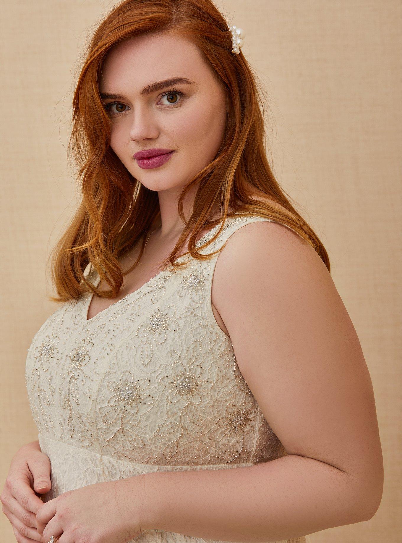  Chady Ivory Plus Size Mermaid Wedding Dress for Bride