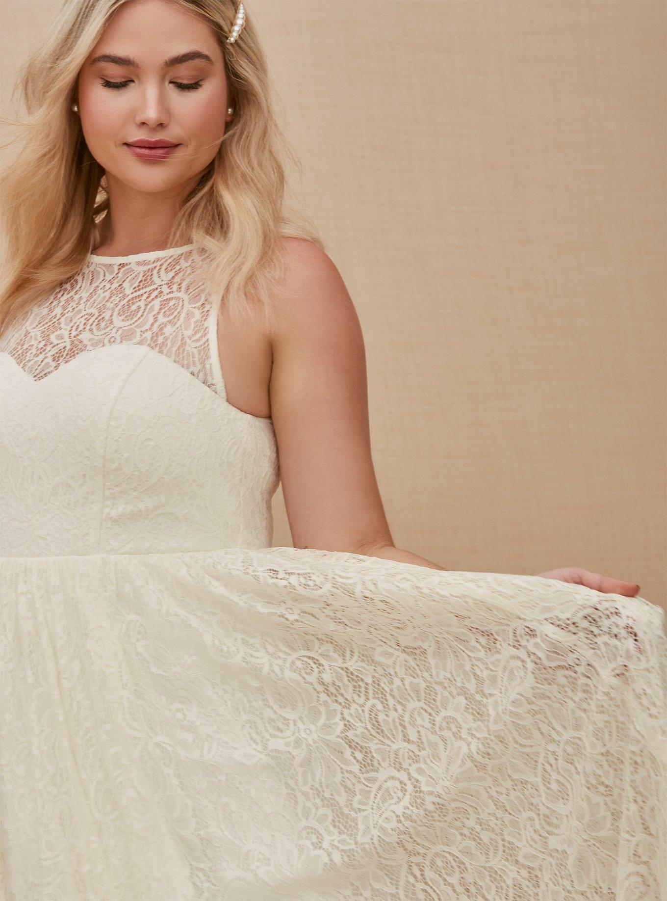 Ivory Lace & Sequin Sleeveless A-Line Wedding Dress, CLOUD DANCER, alternate