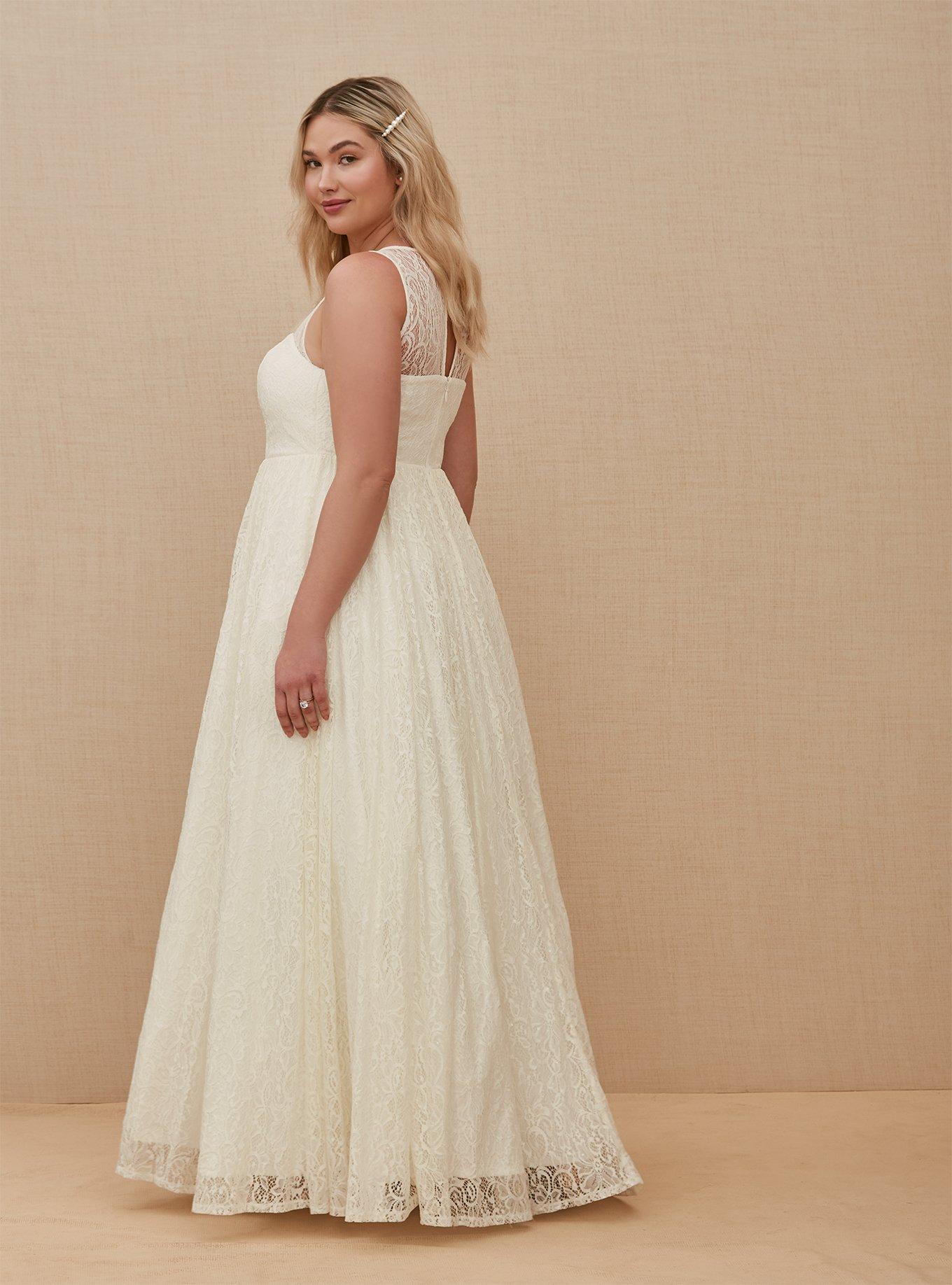 Ivory Lace & Sequin Sleeveless A-Line Wedding Dress, CLOUD DANCER, alternate