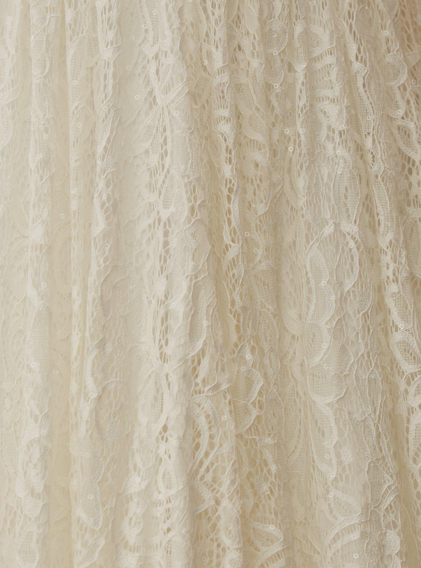 Ivory Lace & Sequin Sleeveless A-Line Wedding Dress, CLOUD DANCER, alternate