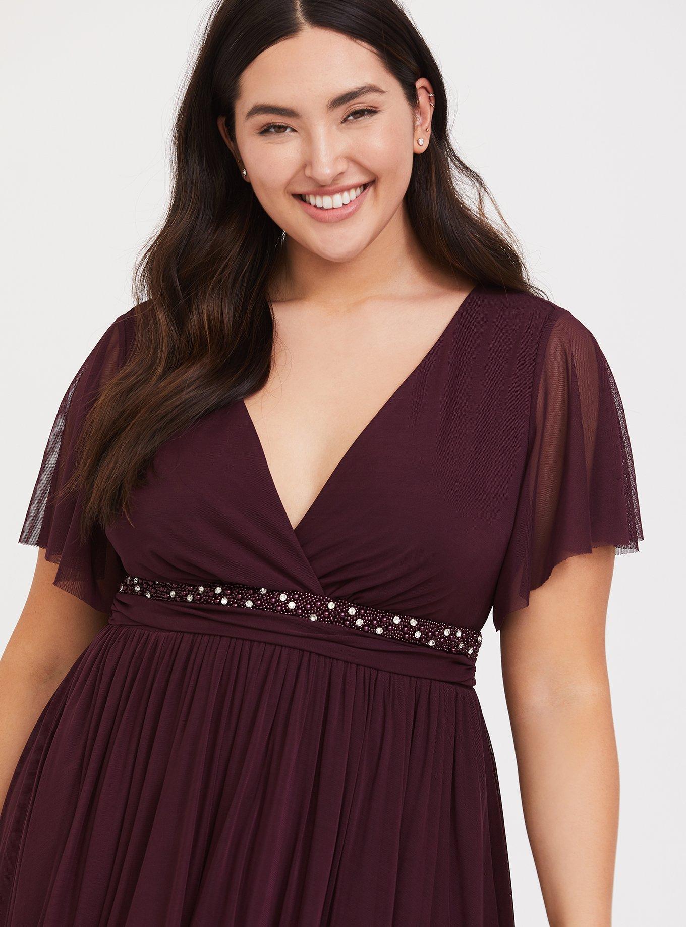 Plus Size - Maxi Mesh Empire Waist Gown - Torrid