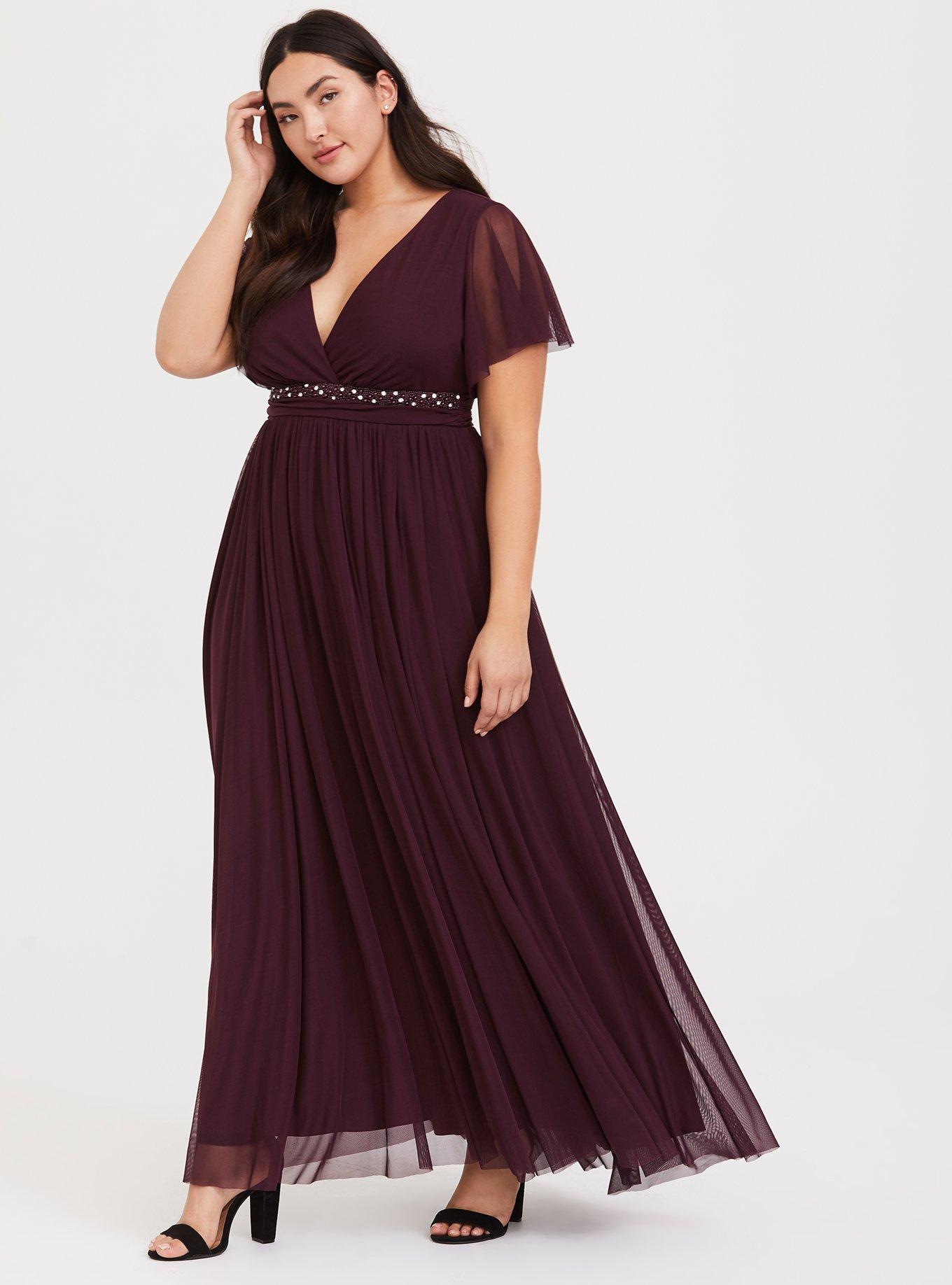 Plus Size - Maxi Mesh Empire Waist Gown - Torrid