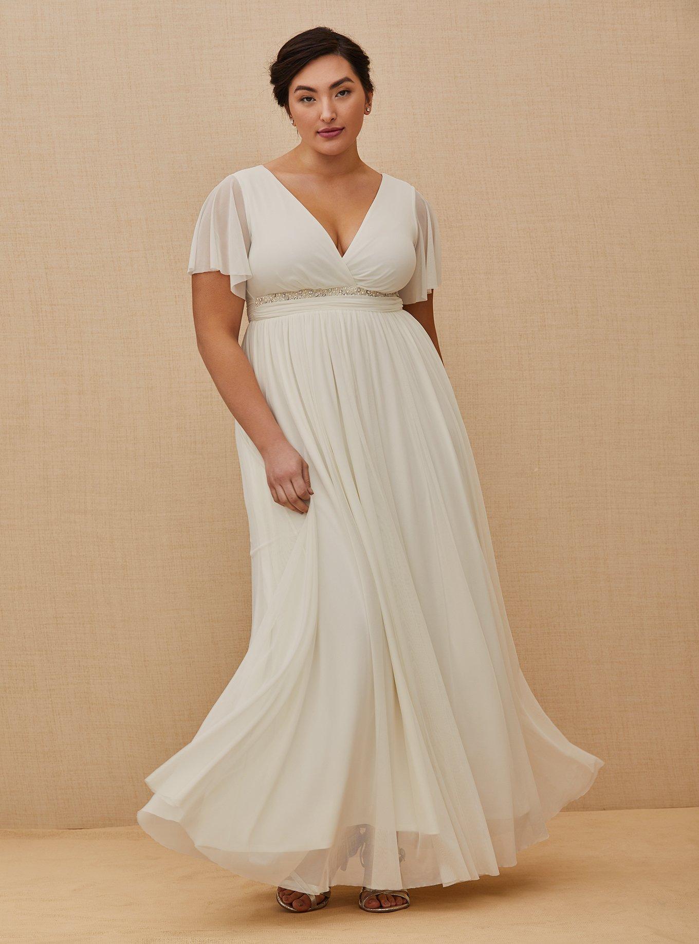 Plus size empire waist wedding dress with clearance sleeves