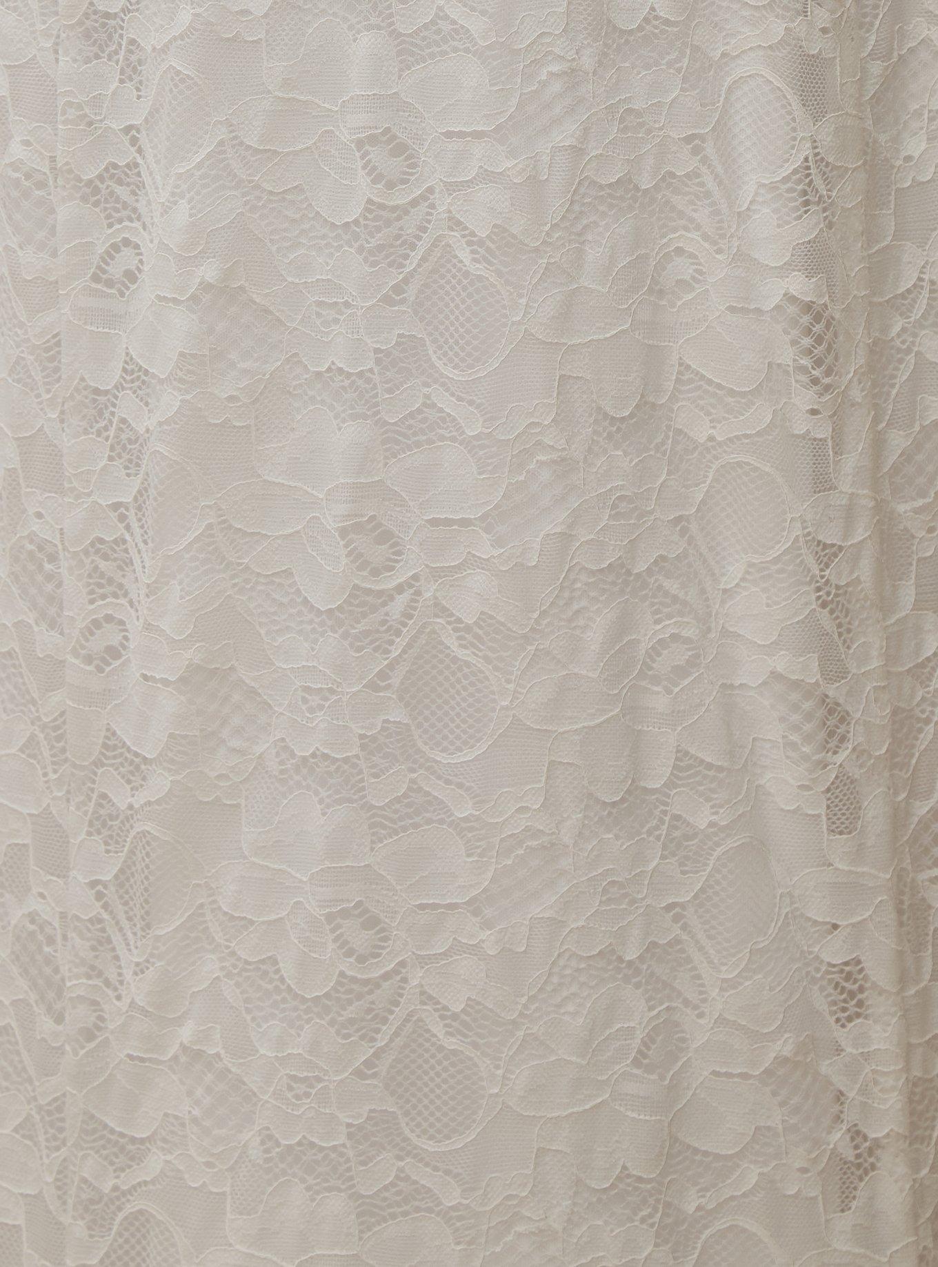 White Lace Strapless Fit & Flare Wedding Dress, CLOUD DANCER, alternate