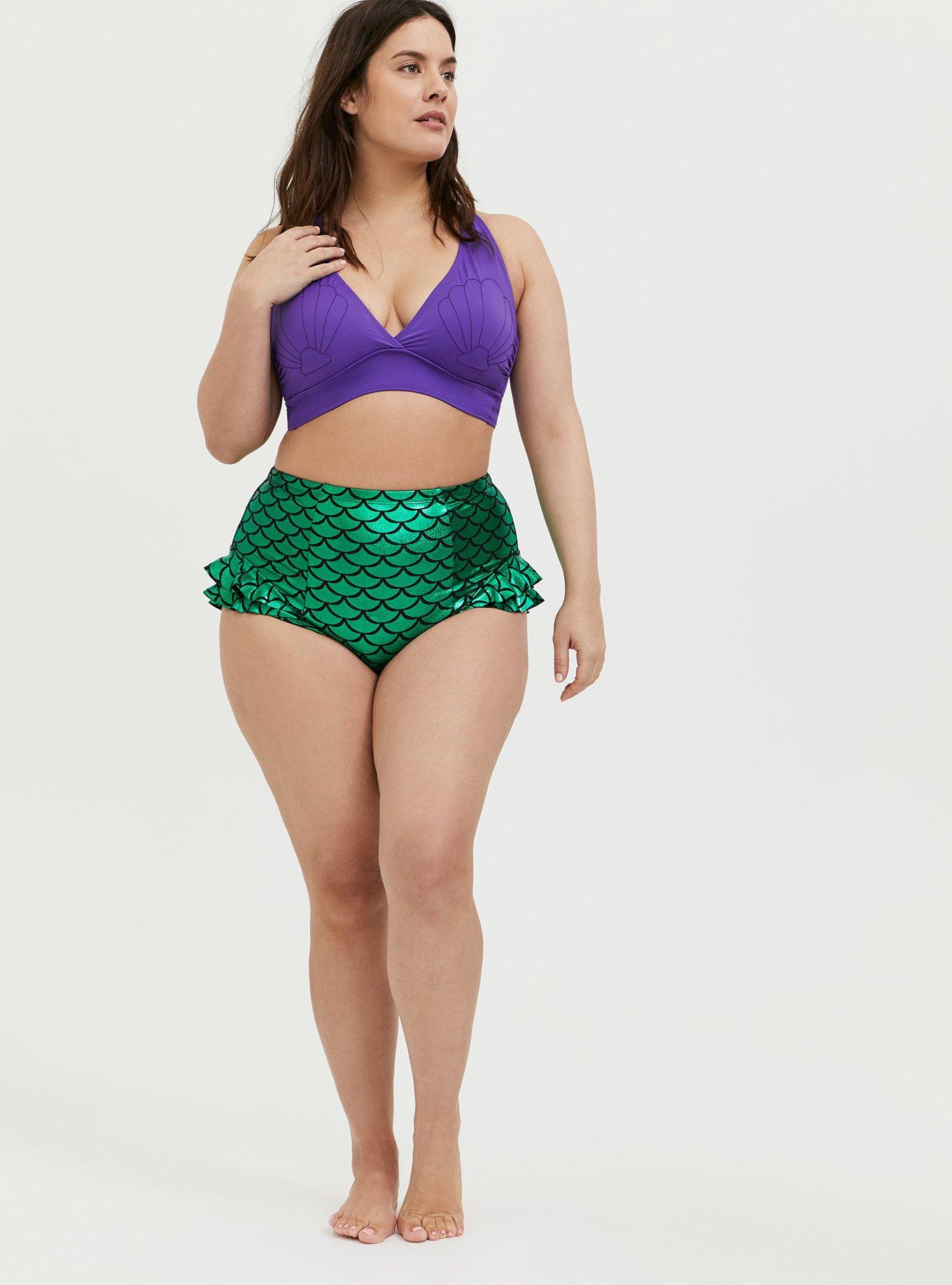 Plus Size - Disney The Little Mermaid Ariel Shell Purple Wireless Triangle  Bikini Top - Torrid