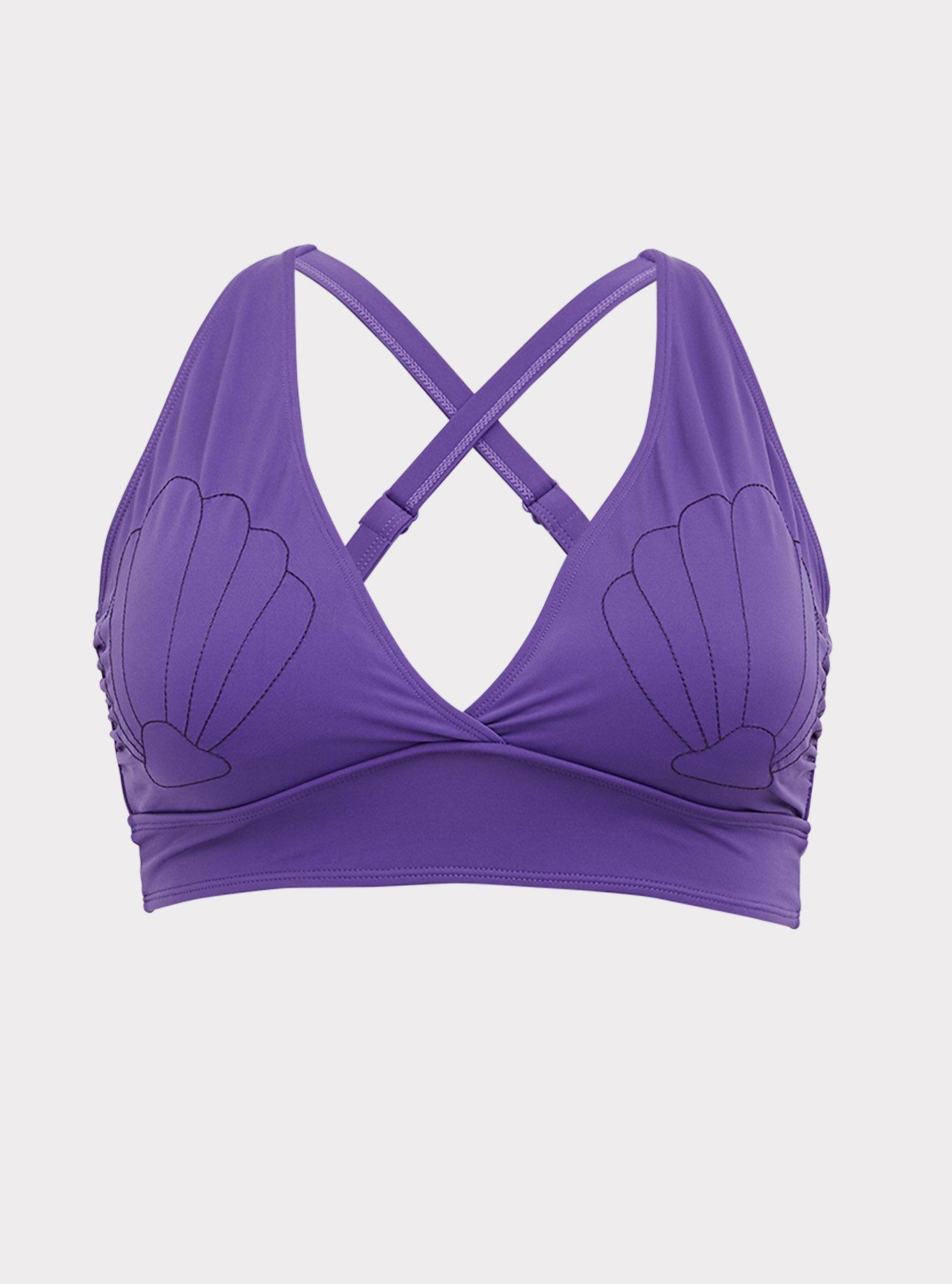 Plus Size - Disney The Little Mermaid Ariel Shell Purple Wireless Triangle  Bikini Top - Torrid