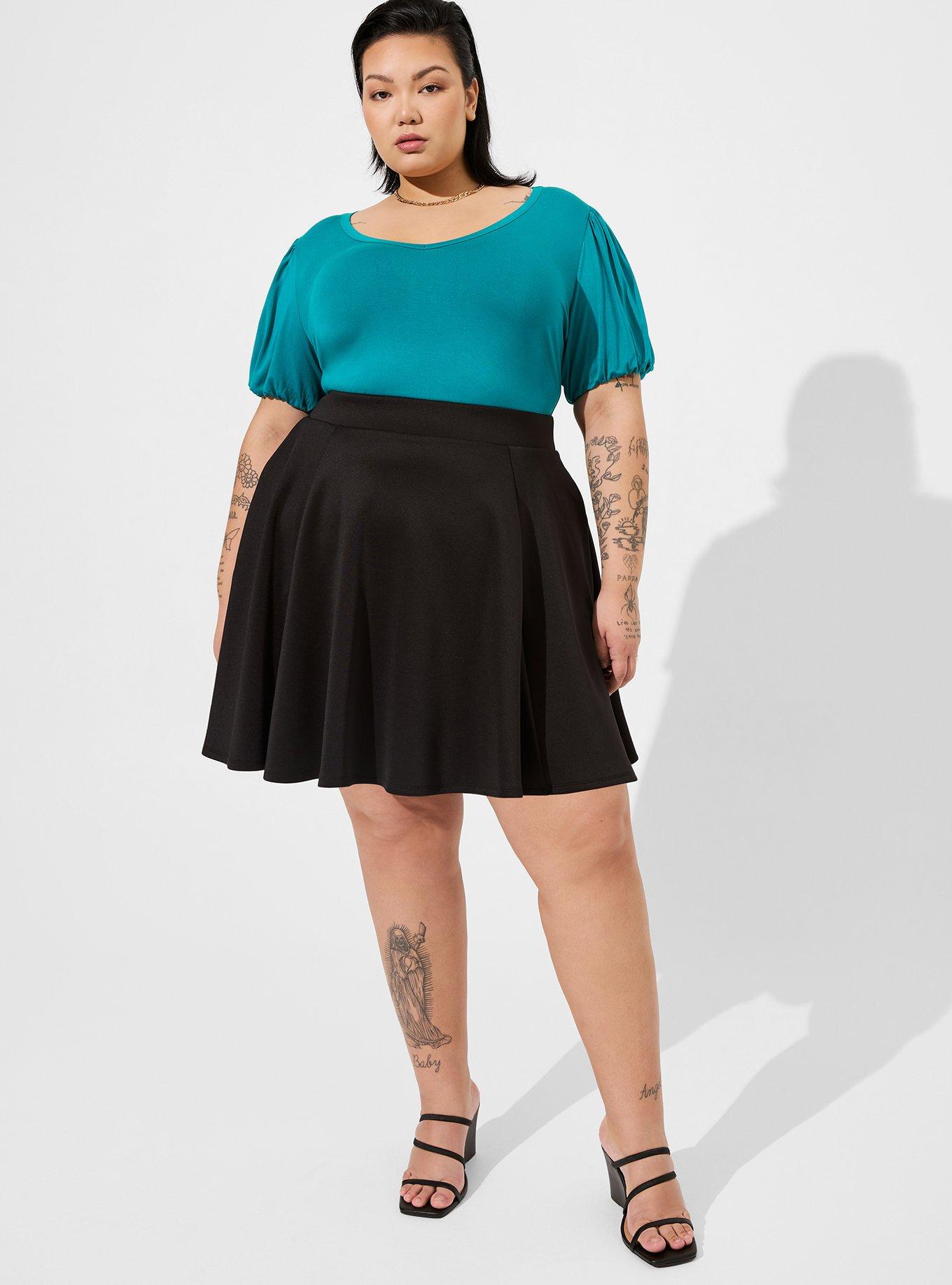 Plus Size Mini Scuba Skater Skirt Torrid