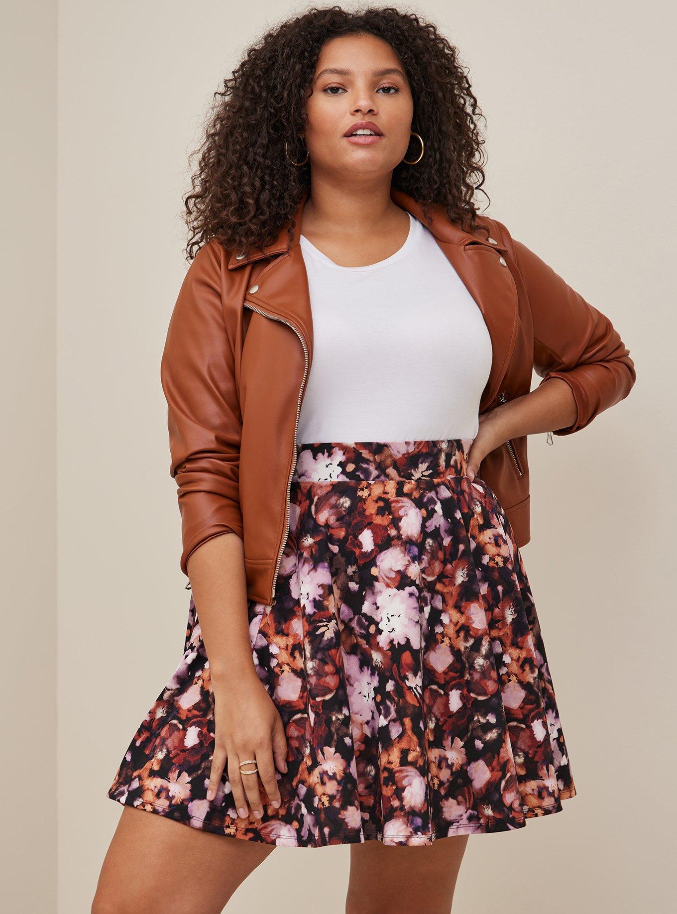 Plus size shop brown skater skirt