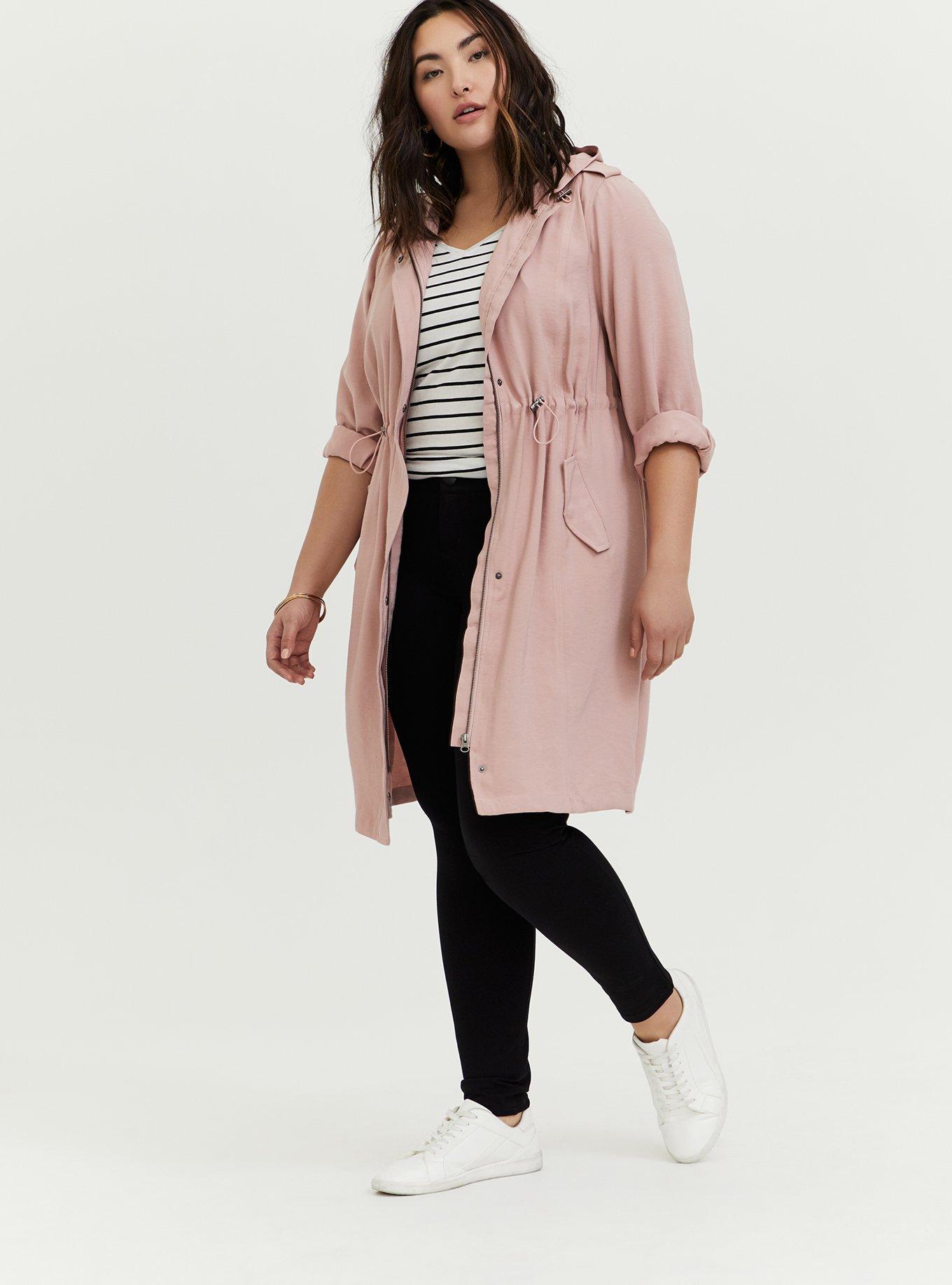 Blush Pink Twill Drawstring Anorak, PINK, alternate