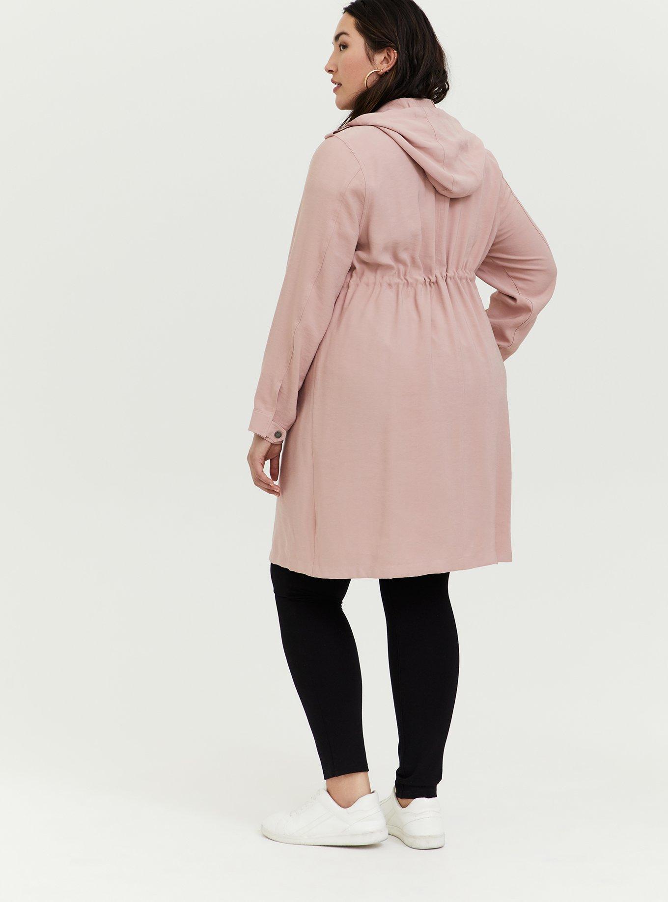 Blush Pink Twill Drawstring Anorak, PINK, alternate