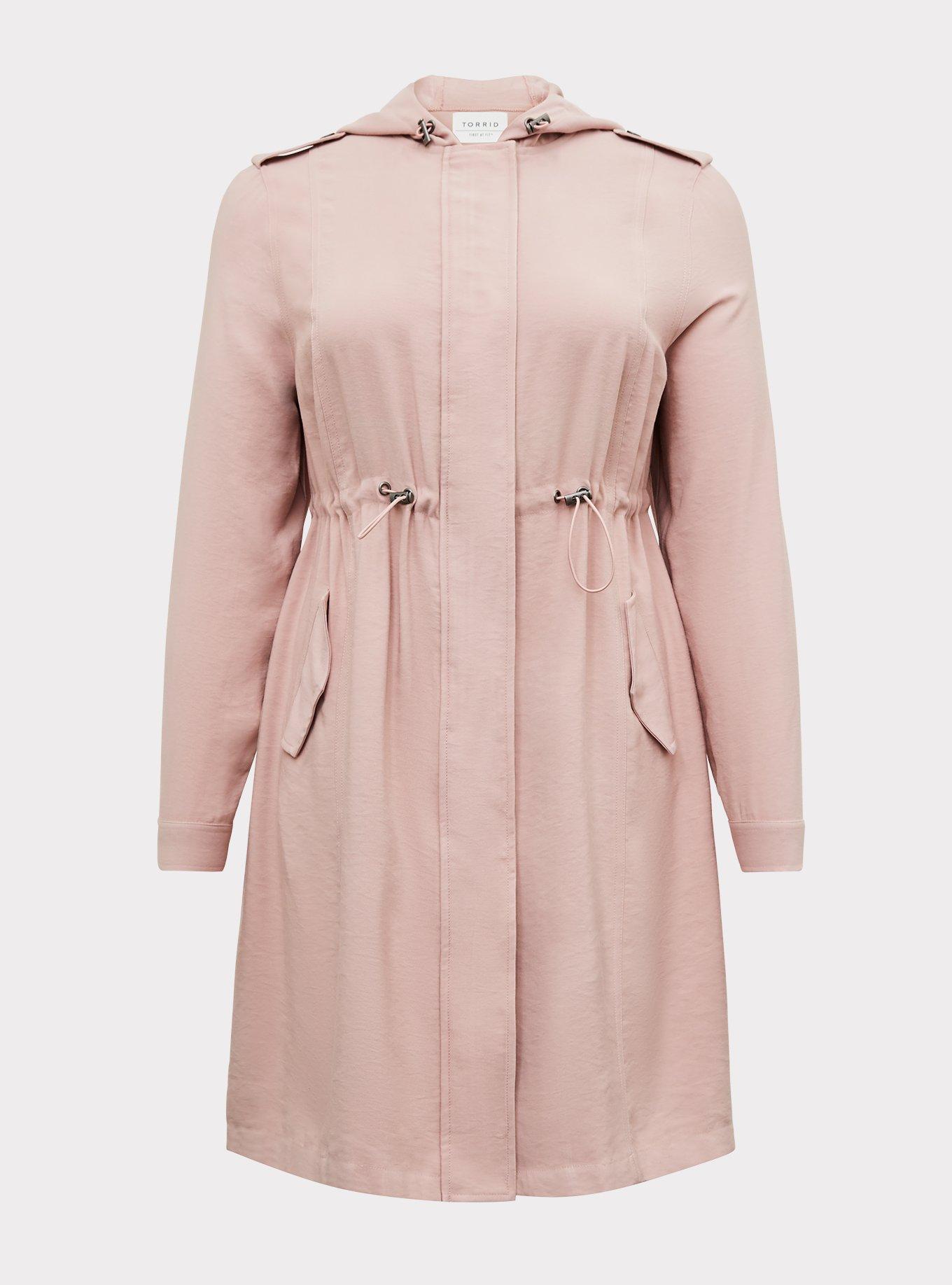 Blush Pink Twill Drawstring Anorak, PINK, hi-res