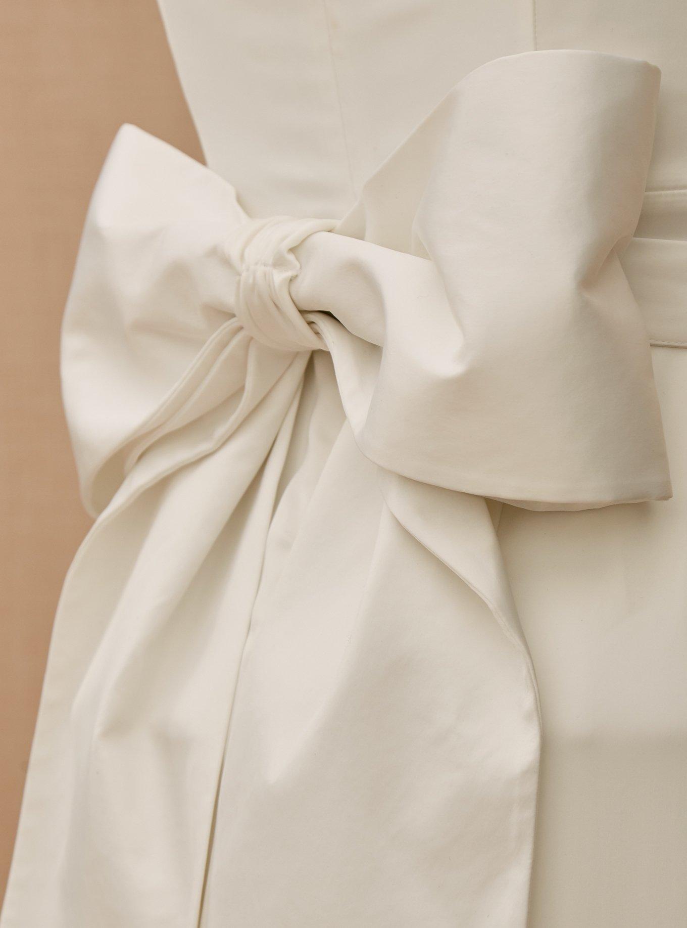 Ivory Satin Bow Back Mermaid Wedding Dress, CLOUD DANCER, alternate