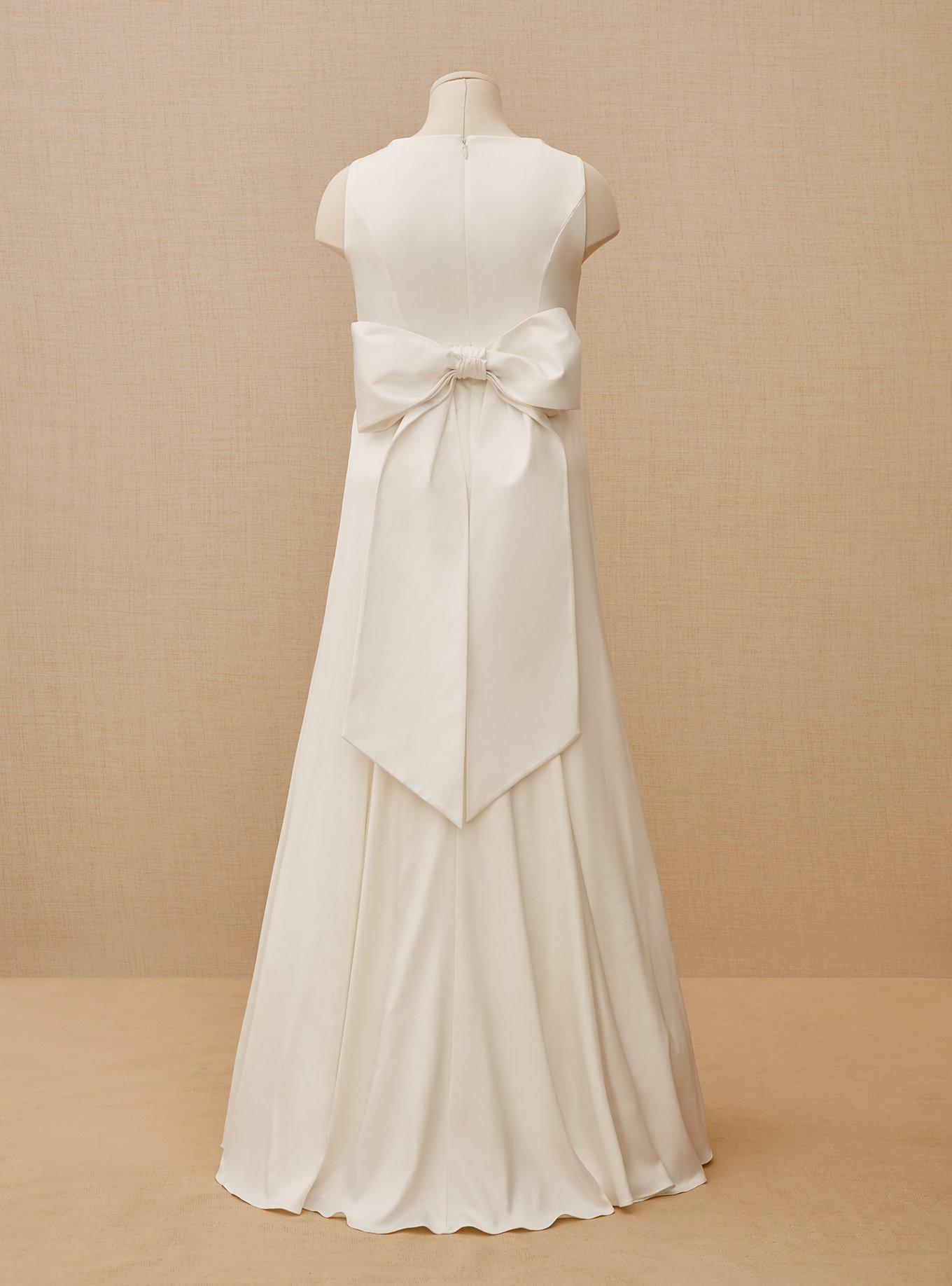 Ivory Satin Bow Back Mermaid Wedding Dress, , hi-res
