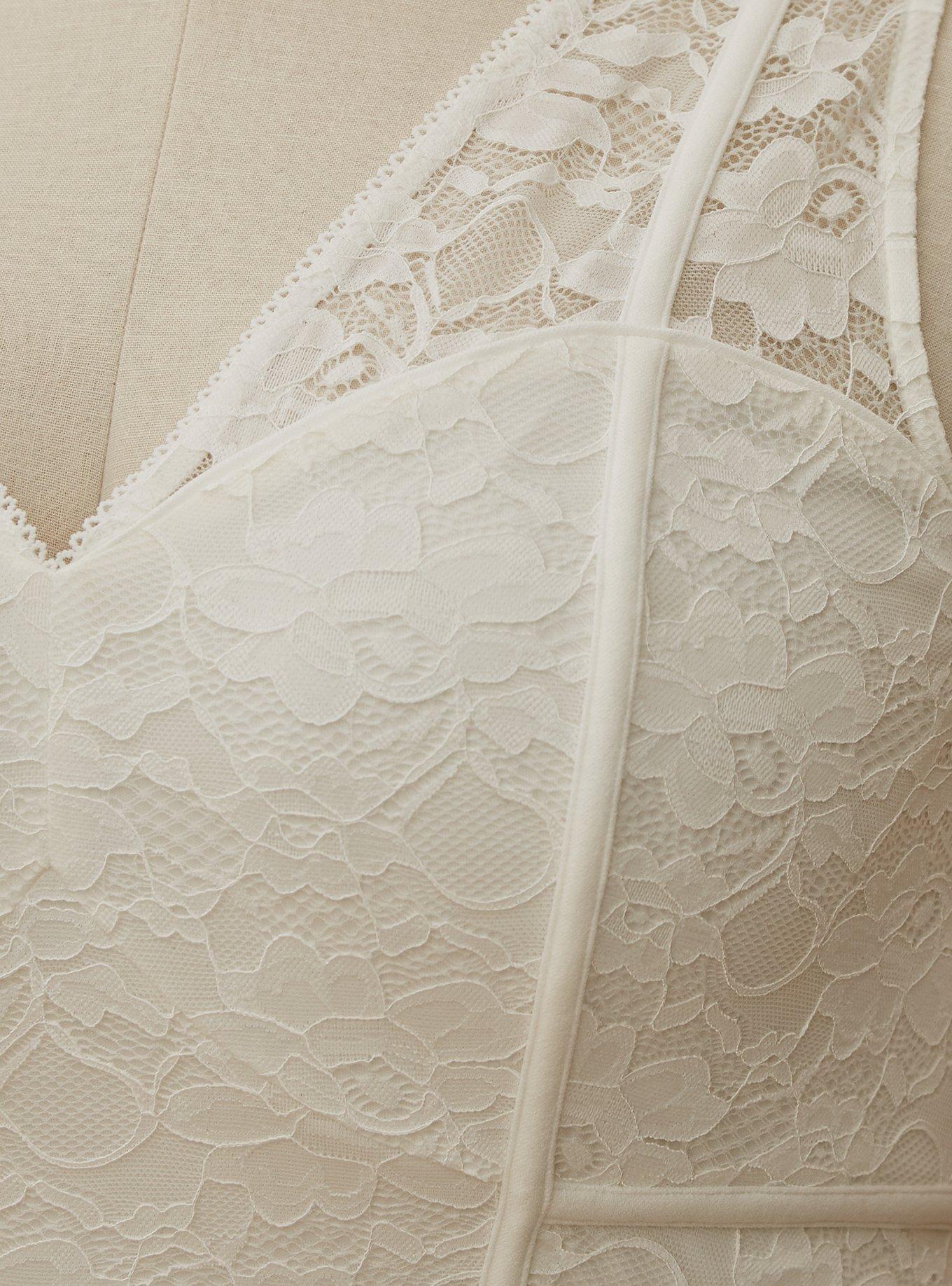 Ivory Lace Inset Sleeveless Mermaid Wedding Dress, CLOUD DANCER, alternate