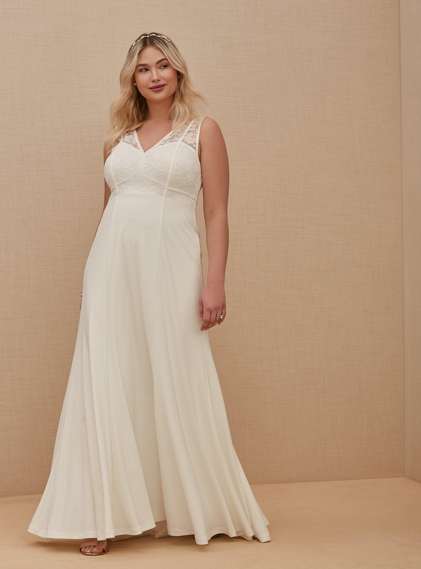 Ivory Lace Inset Sleeveless Mermaid Wedding Dress, CLOUD DANCER, hi-res