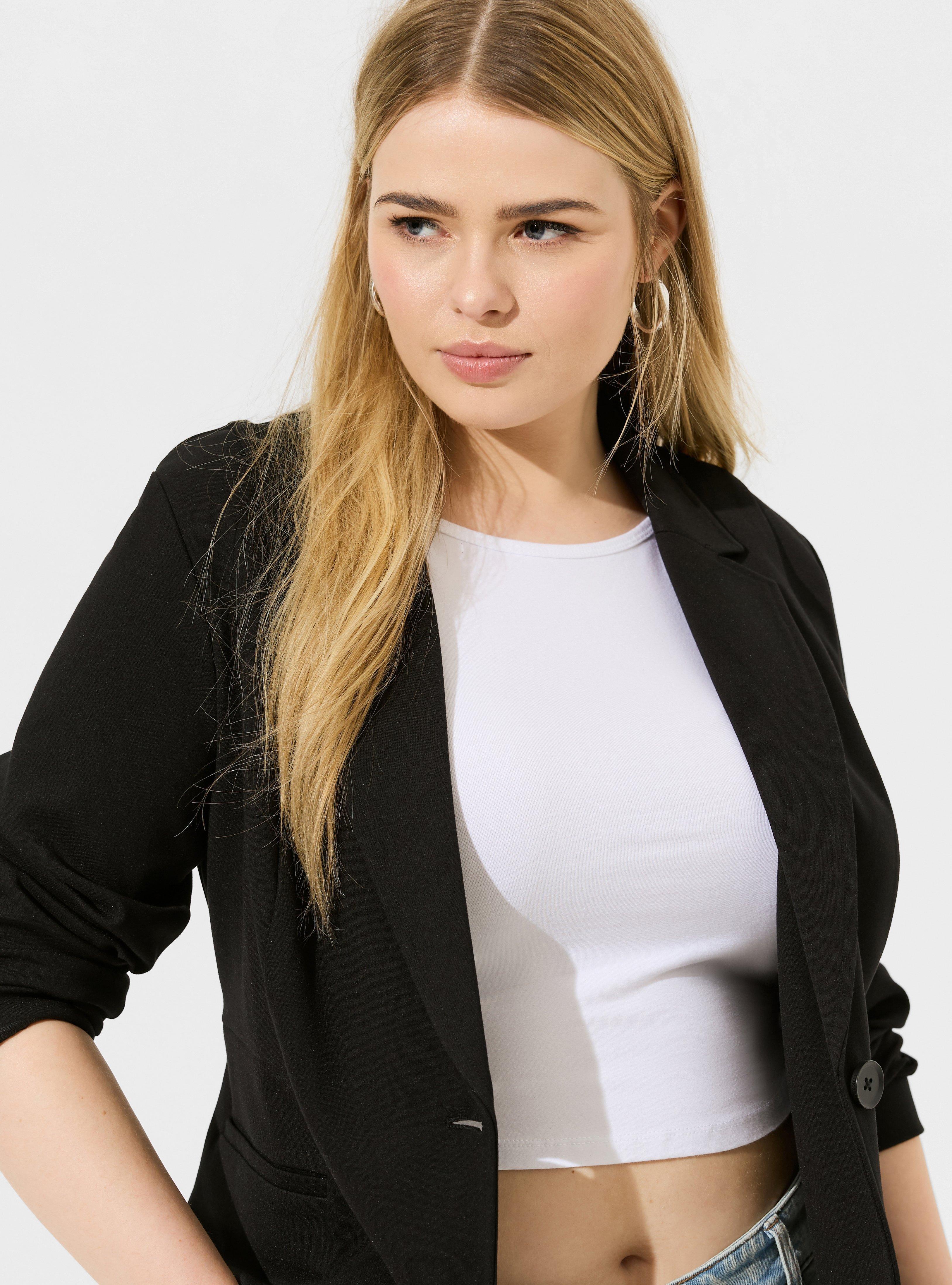 D-Luxe Oversized Ponte Blazer — Black