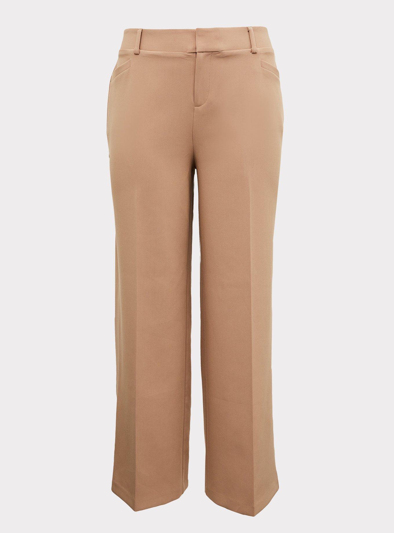 Plus Size Beige Structured Wide Leg Pant, MACCHIATO BEIGE, hi-res