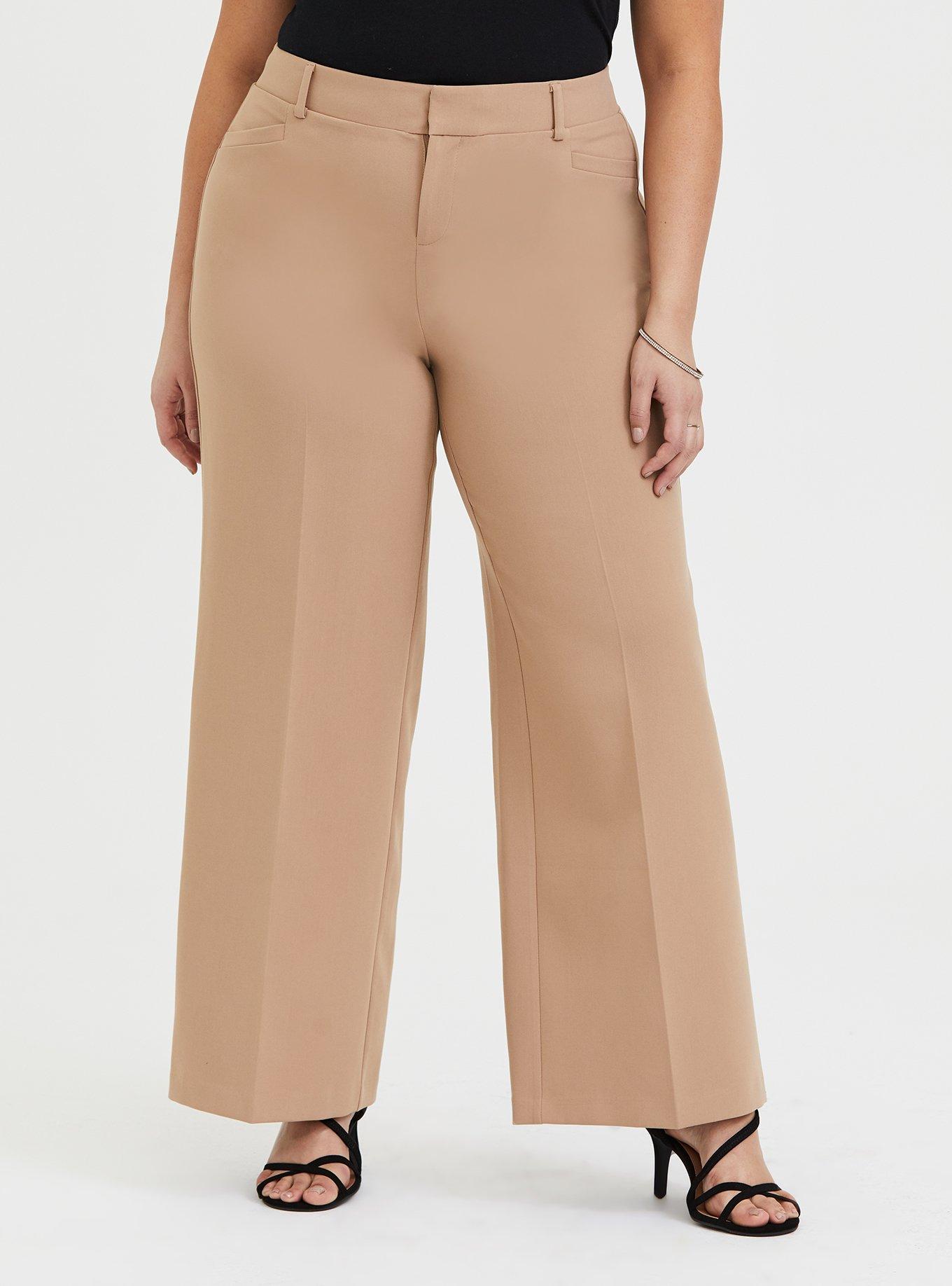 Plus Size - Beige Structured Wide Leg Pant - Torrid