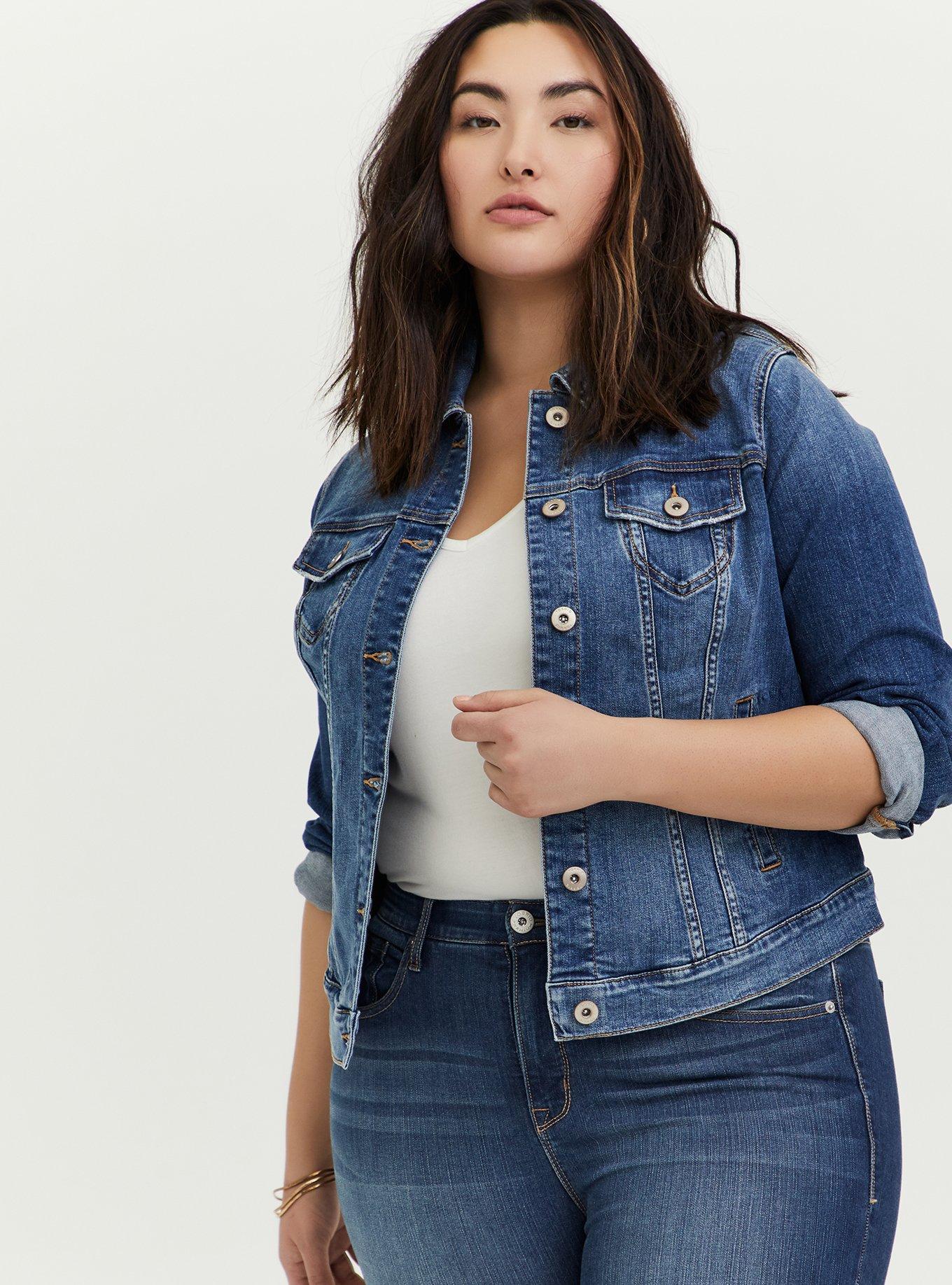 Plus Size - Denim Trucker Jacket - Medium Wash - Torrid