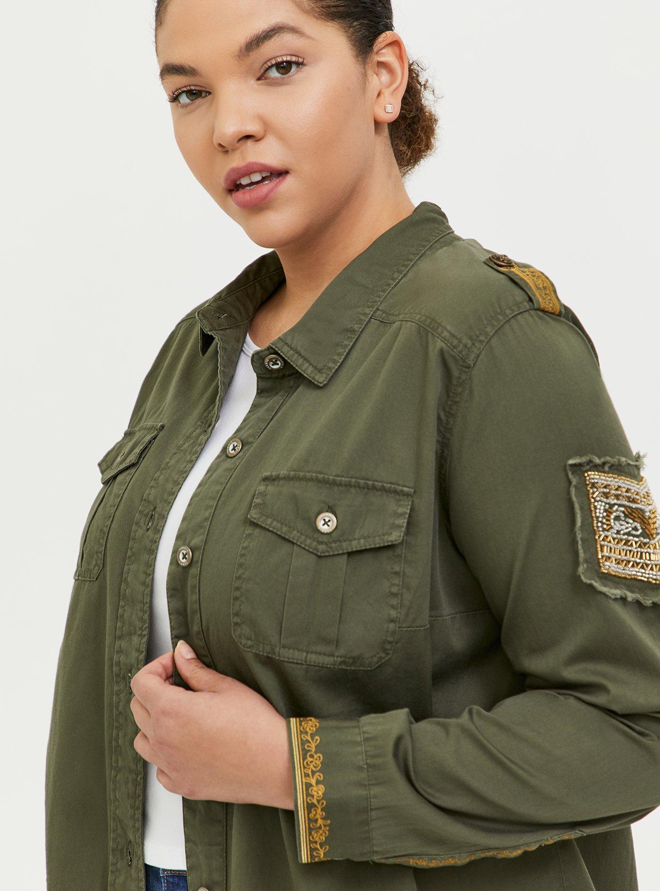 Plus size olive green on sale jacket