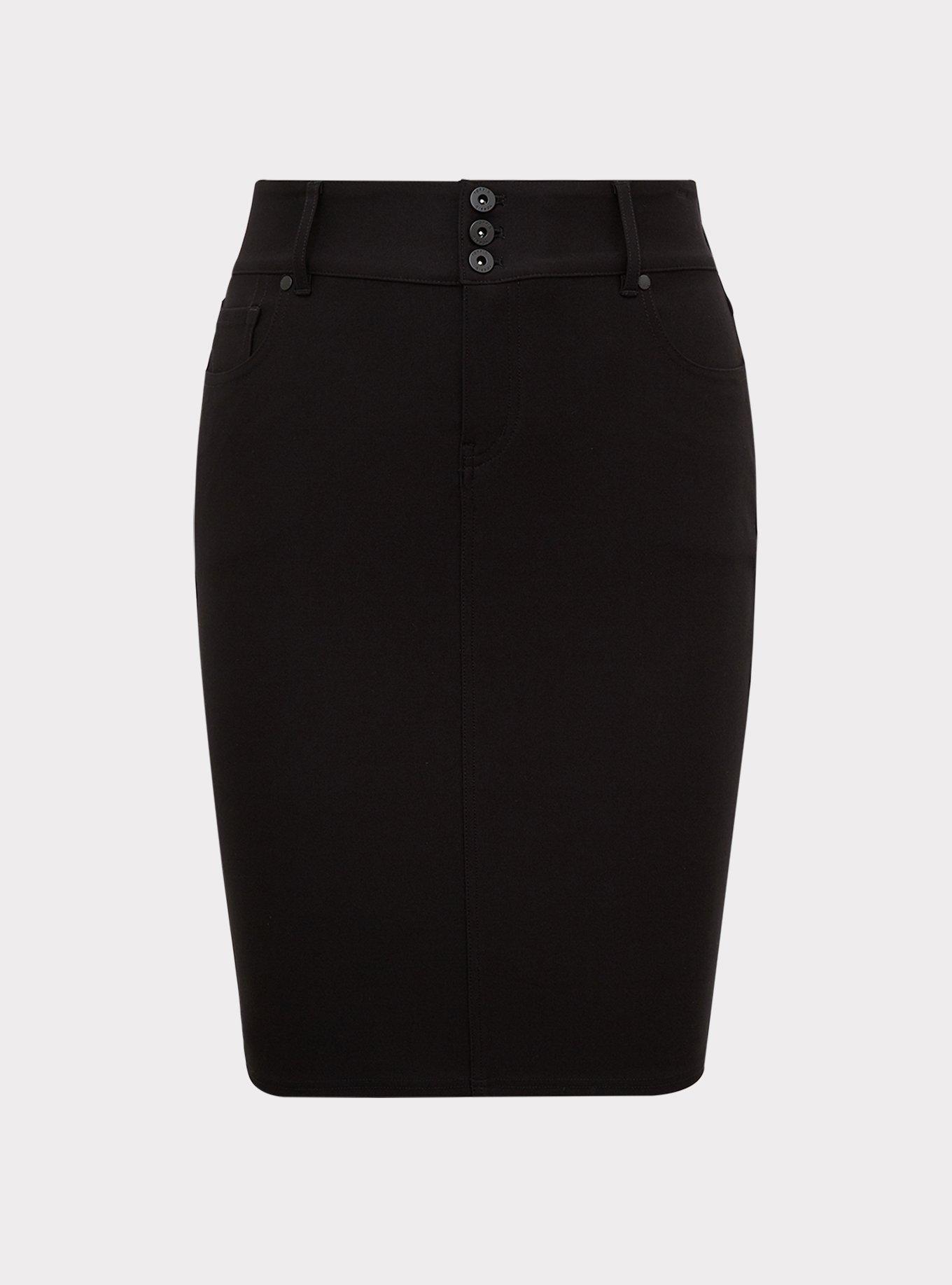 Plus Size - Black Premium Ponte 5-Pocket Midi Skirt - Torrid