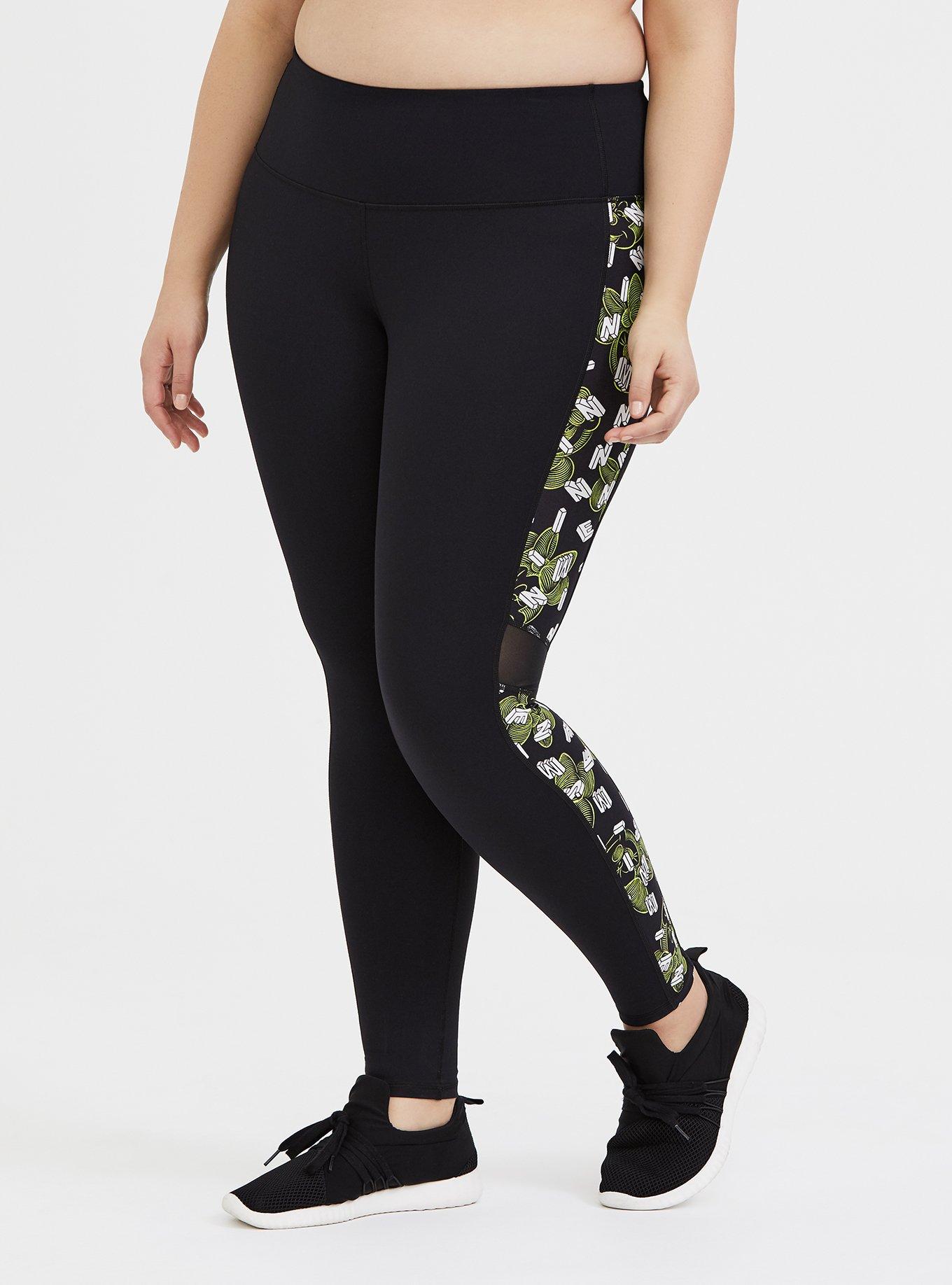 Plus Size - Disney Minnie Mouse Black & Neon Yellow Active Legging