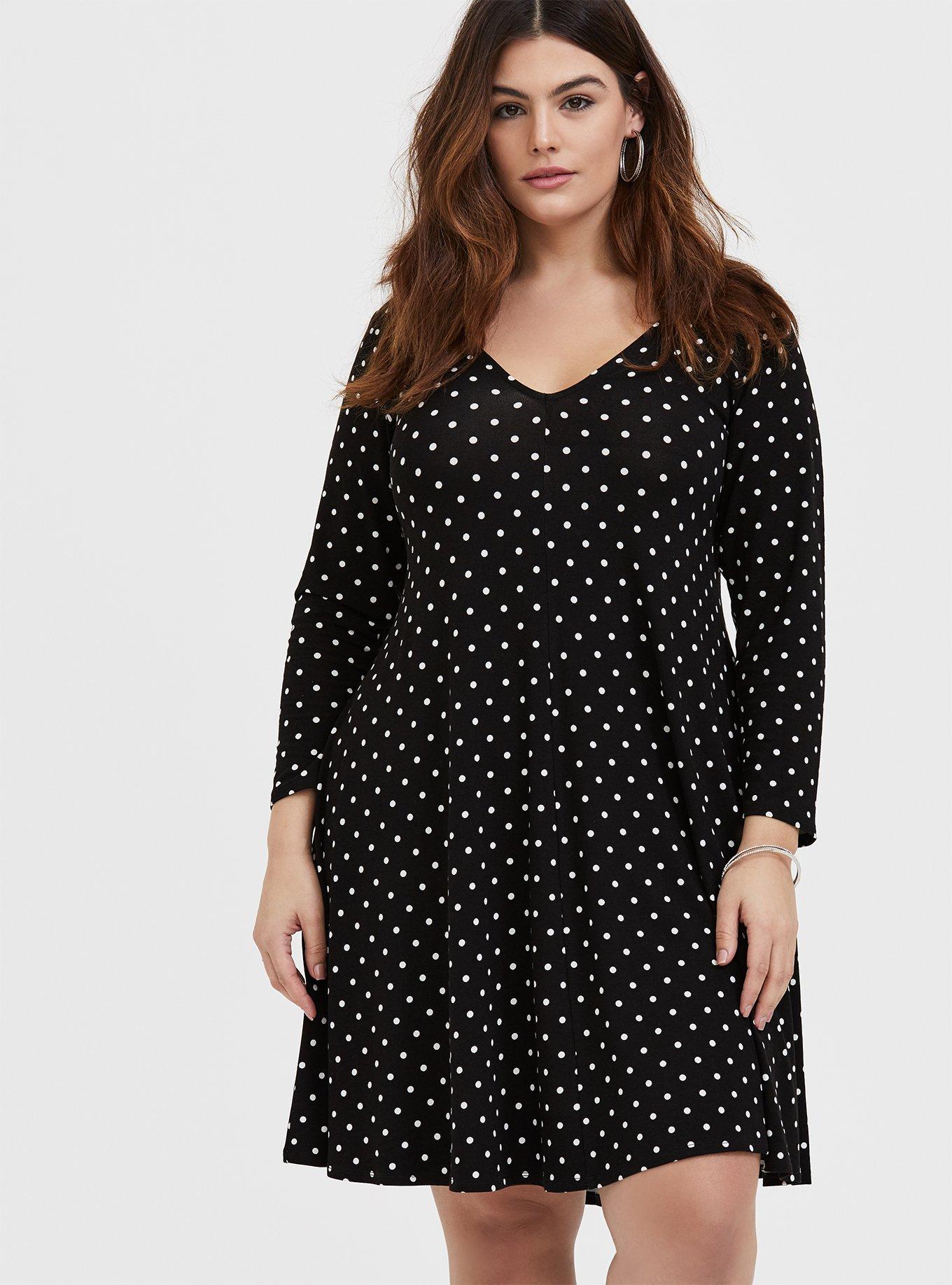 Mini Jersey Trapeze Dress, BLACK DOT, hi-res