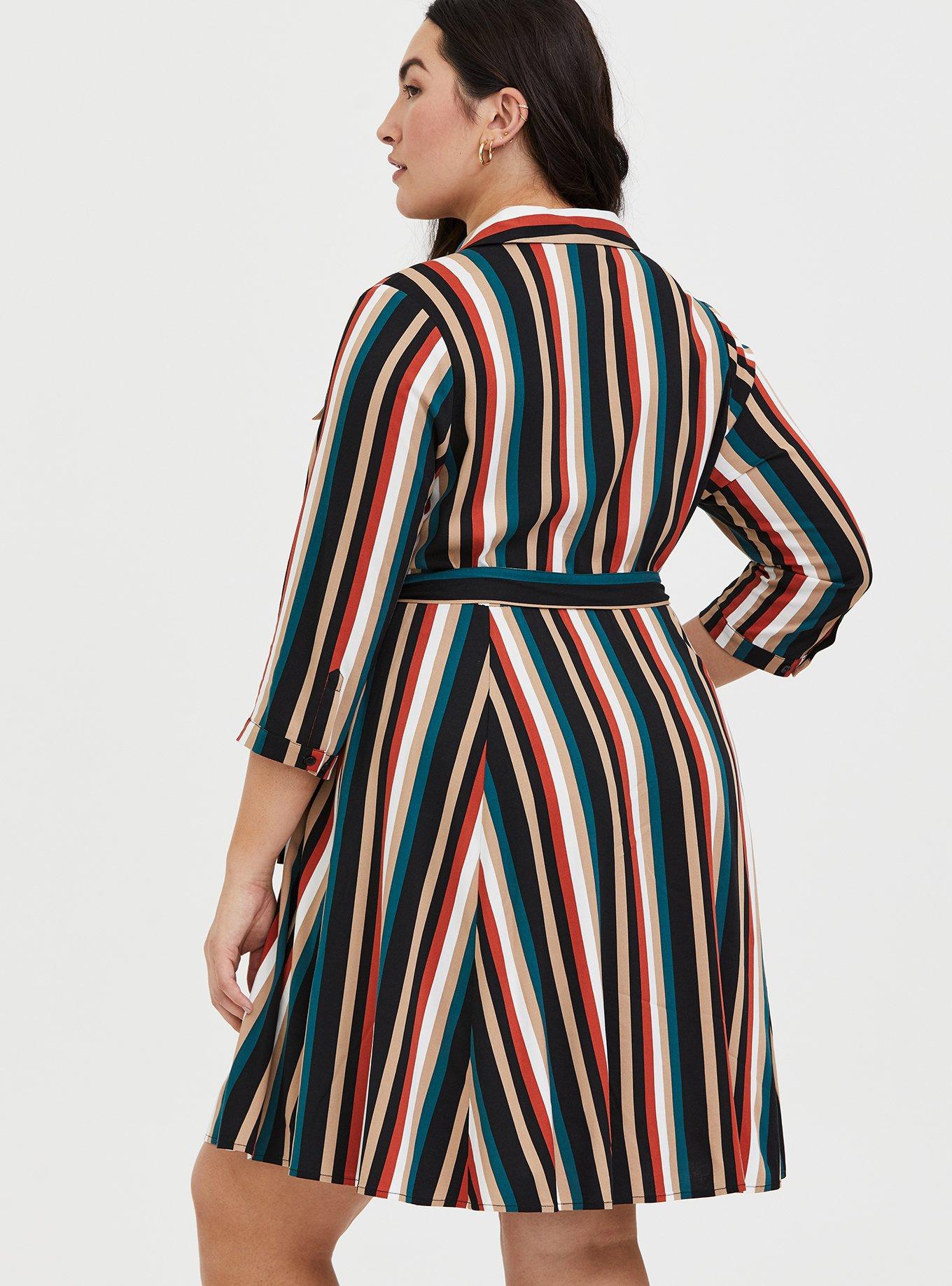 Mini Challis Shirt Dress, STRIPE BLACK, alternate