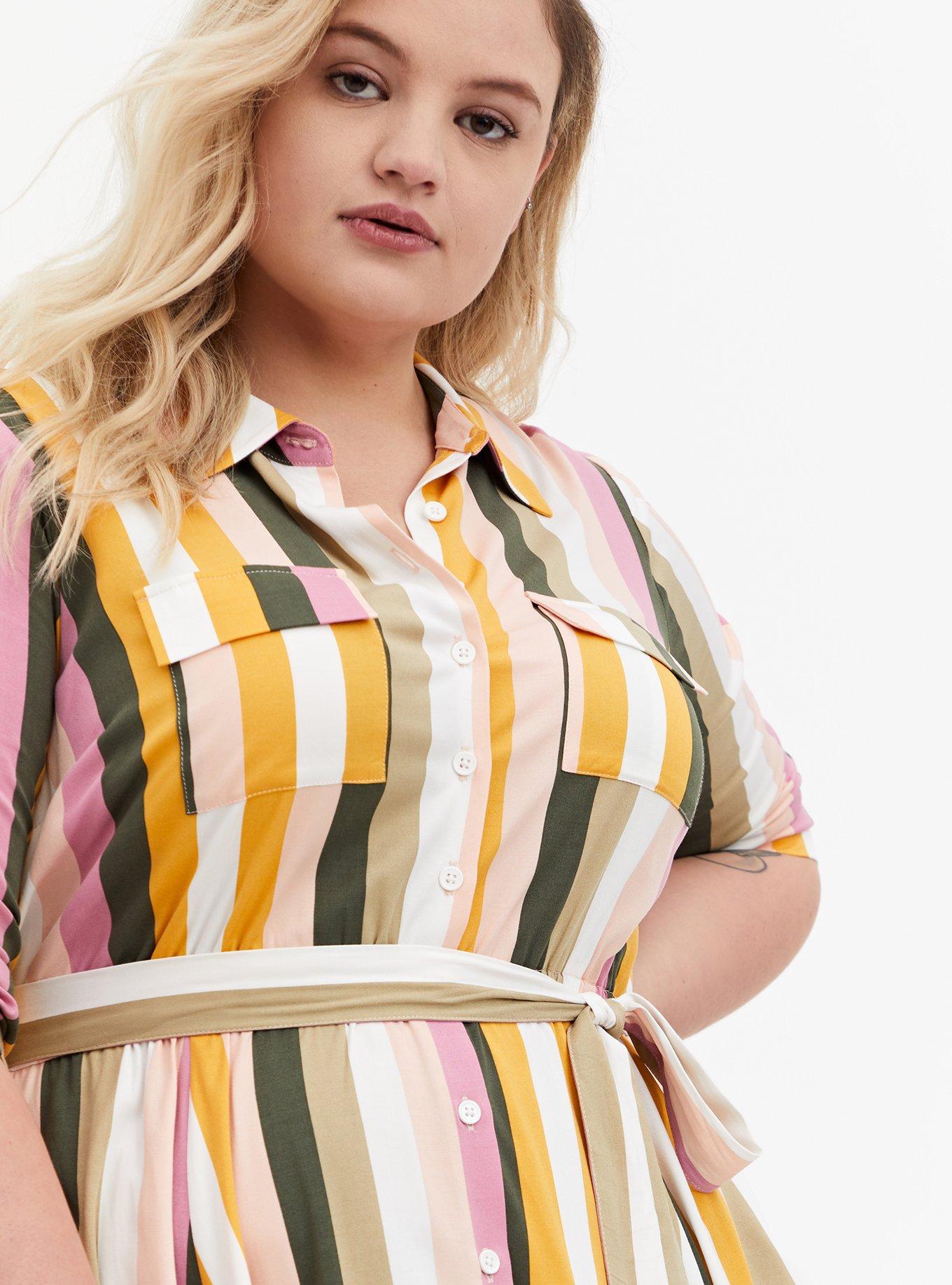 Mini Challis Shirt Dress, STRIPE MULTI, alternate