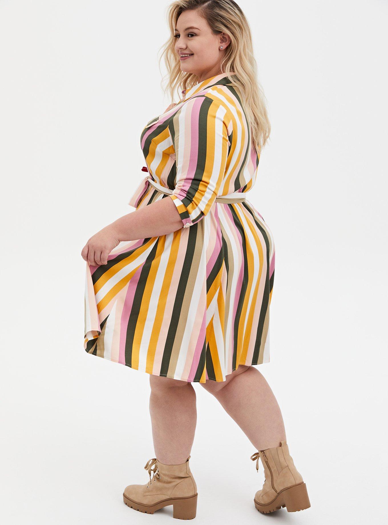 Mini Challis Shirt Dress, STRIPE MULTI, alternate