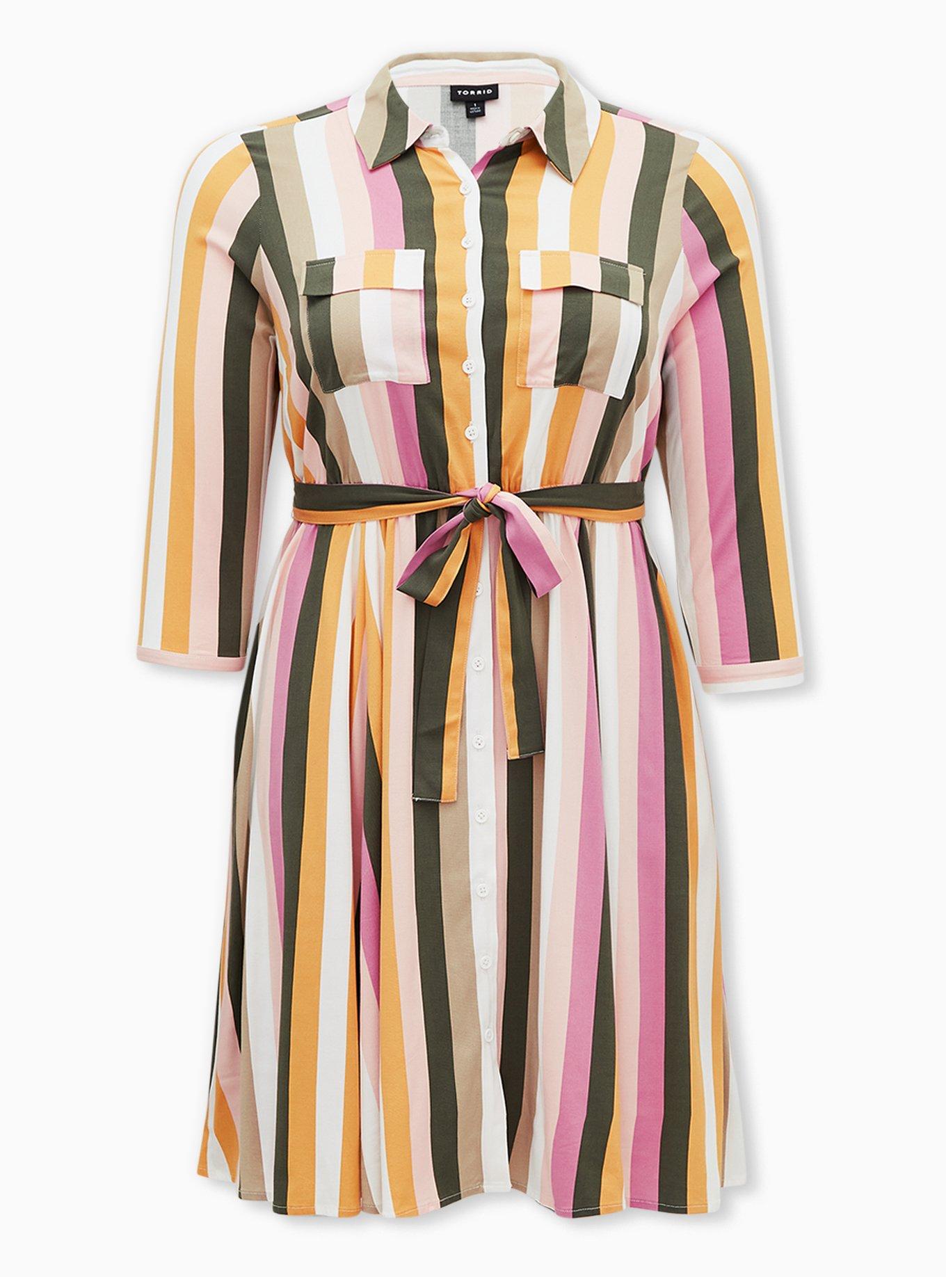 Mini Challis Shirt Dress, STRIPE MULTI, hi-res