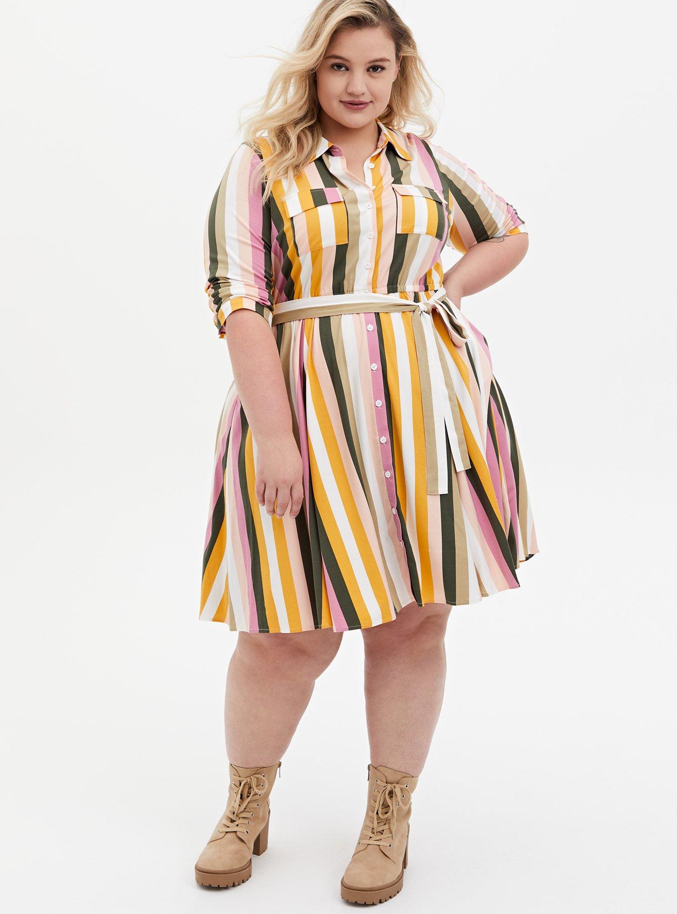 Mini Challis Shirt Dress, STRIPE MULTI, hi-res