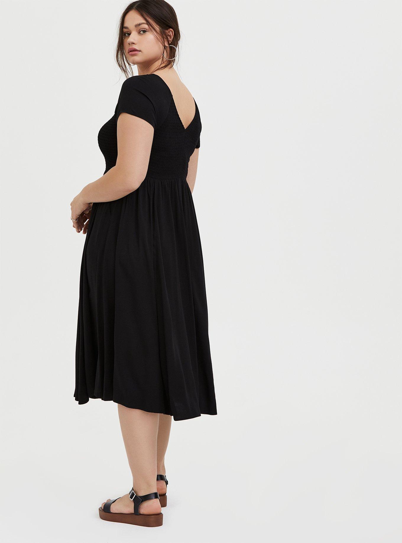 Plus Size - Midi Challis Smocked Dress - Torrid
