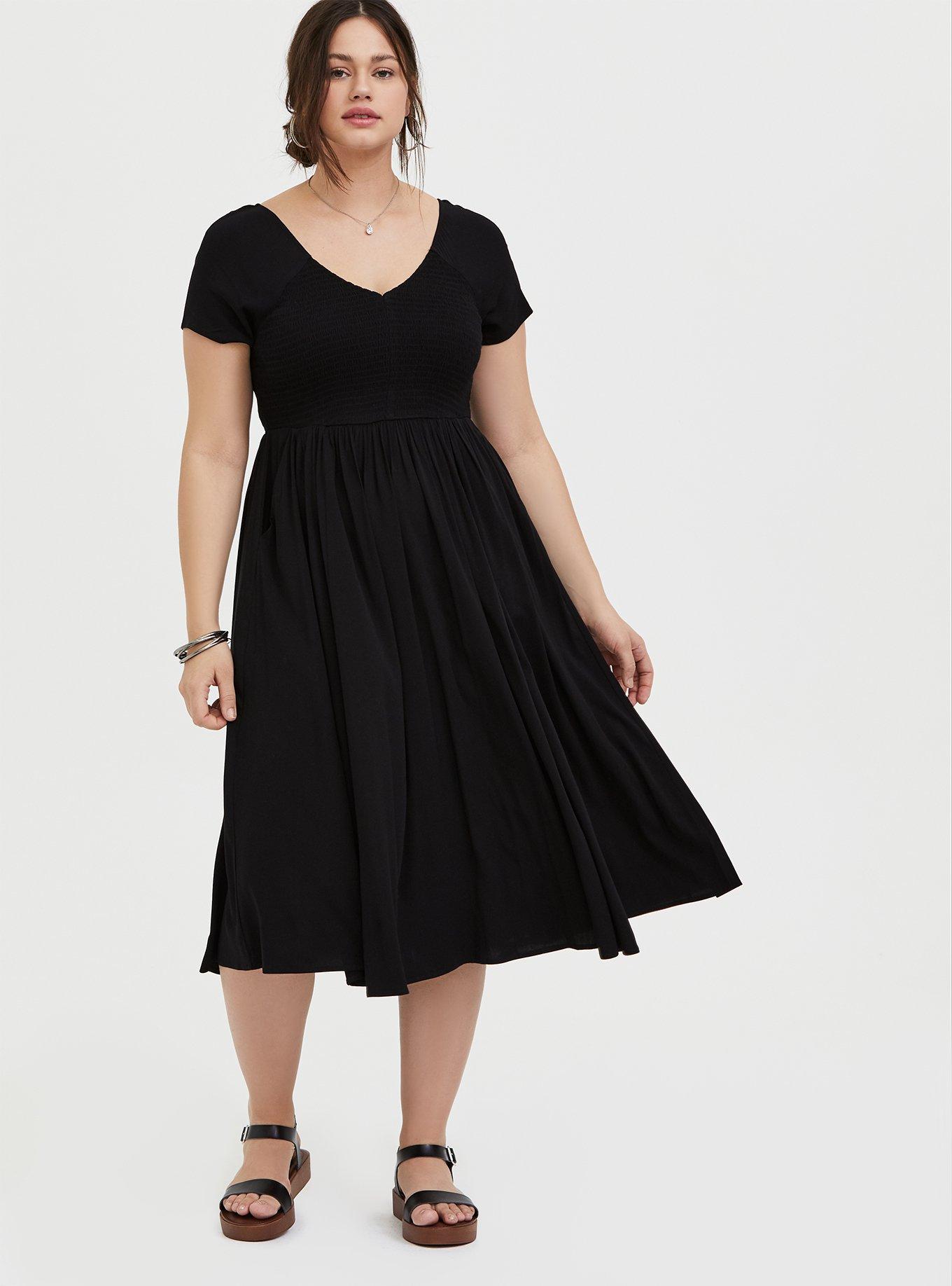 Plus Size - Midi Challis Smocked Dress - Torrid